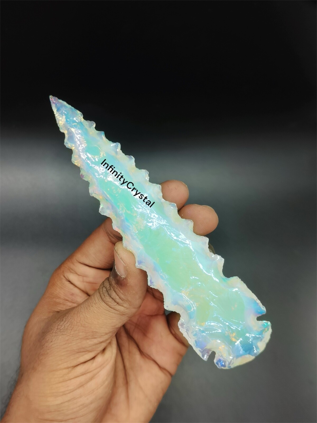 5.5–6” Angel Aura Arrowhead,Handcrafted Spearhead,Handmade Crystal Athame Blade.