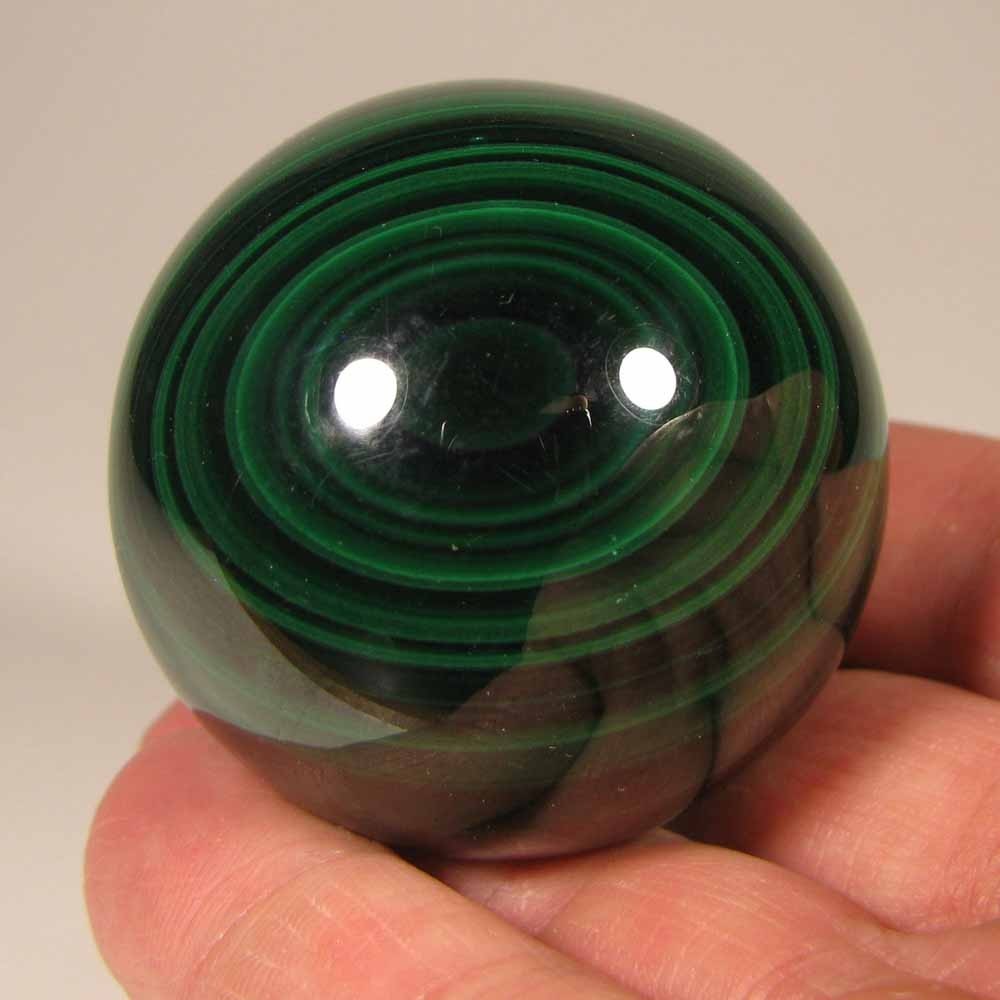 48mm MALACHITE Polished Gemstone Sphere Ball w/ Stand – Congo, Africa
