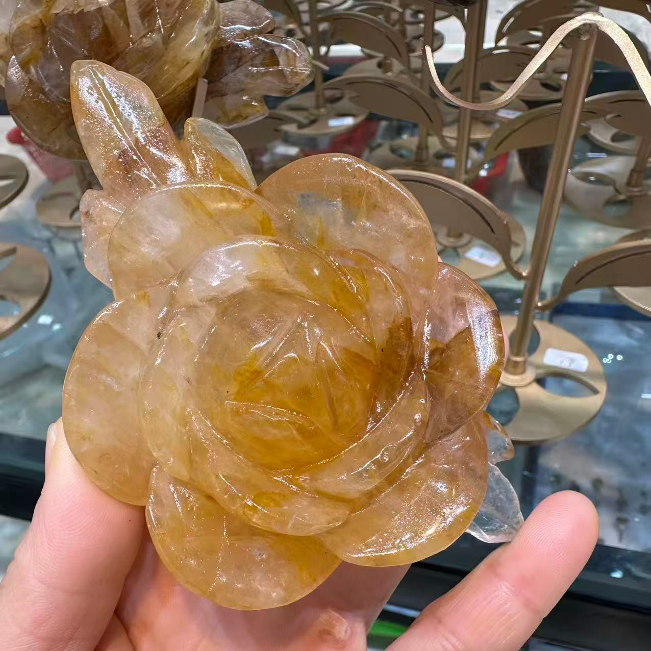 1pc Natural Gumflower Quartz Hand Carved Flower Skull Crystal Energy Reiki Decor