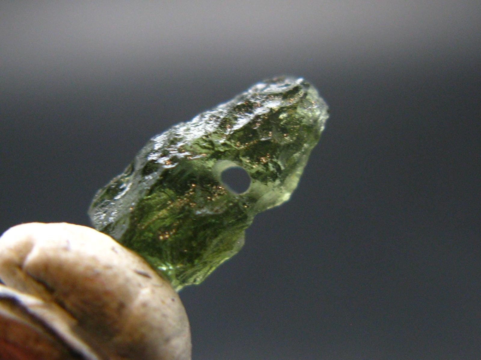 Moldavite Tektite Raw Bead from Czech Republic – 11 mm – 1.55 Carats