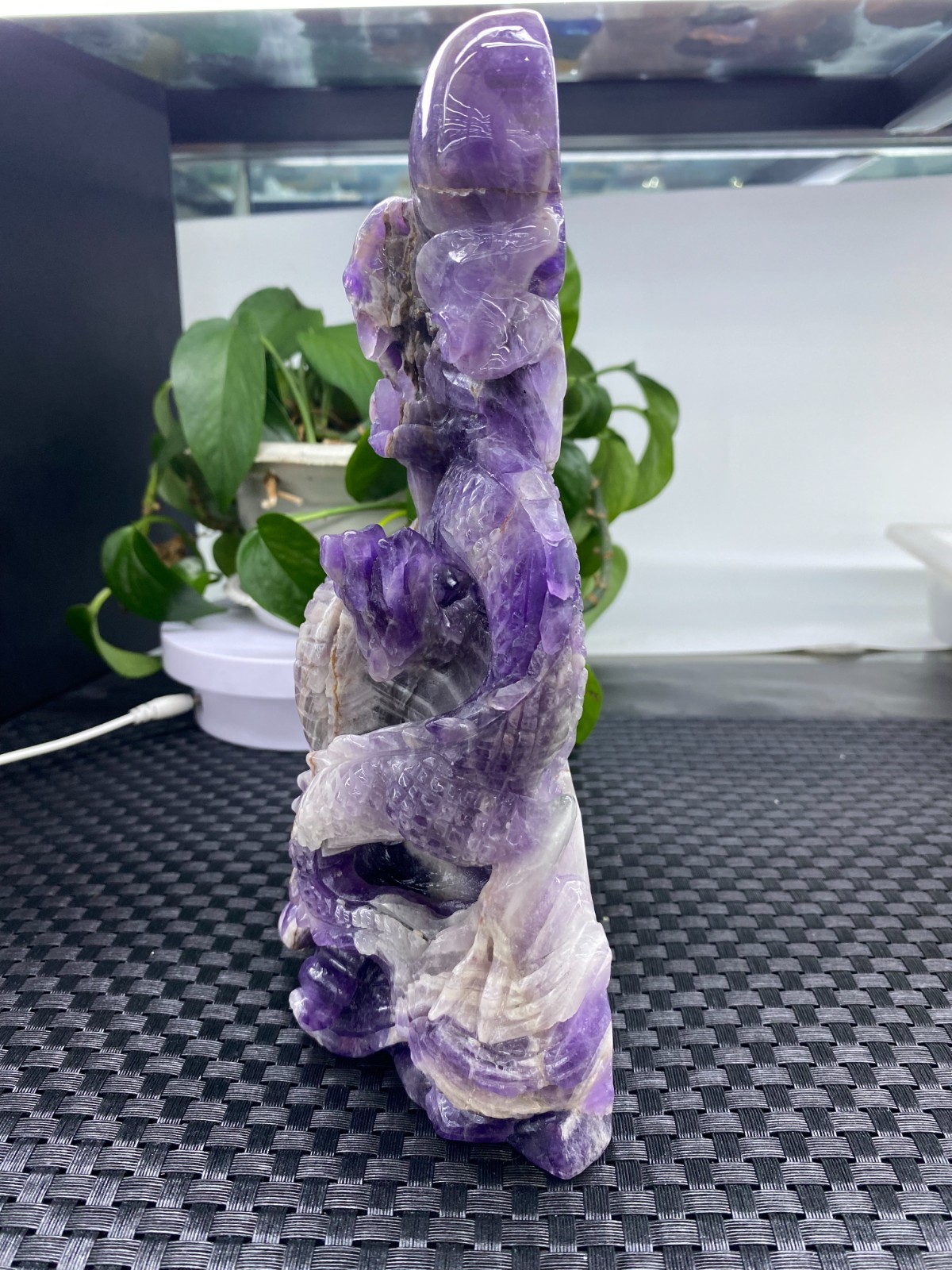 3.67lb Natural Dreamy Amethyst Quartz Carved Dragon Skull Crystal Reiki healing