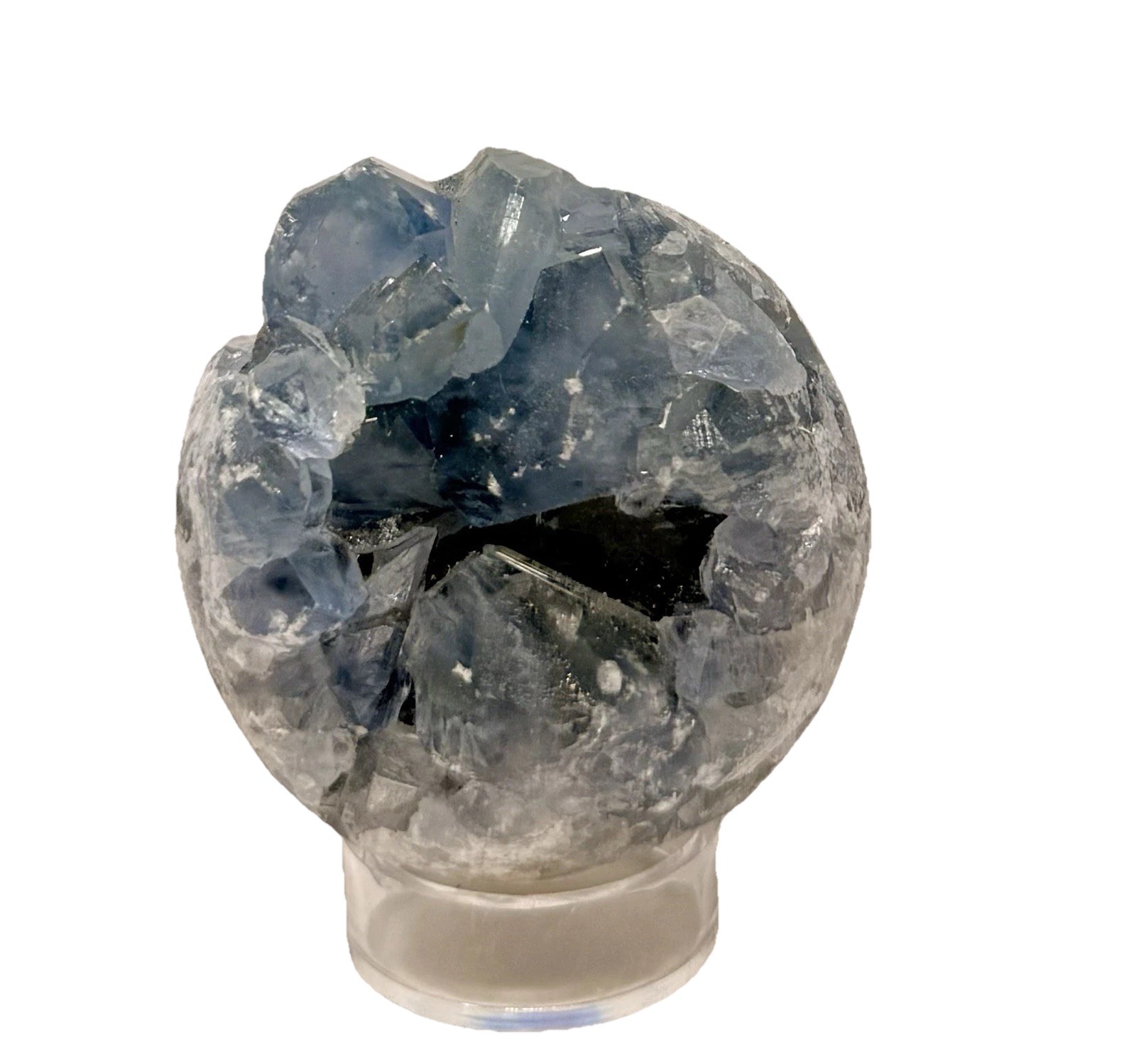 303g Celestite Cluster 2” Egg With Stand
