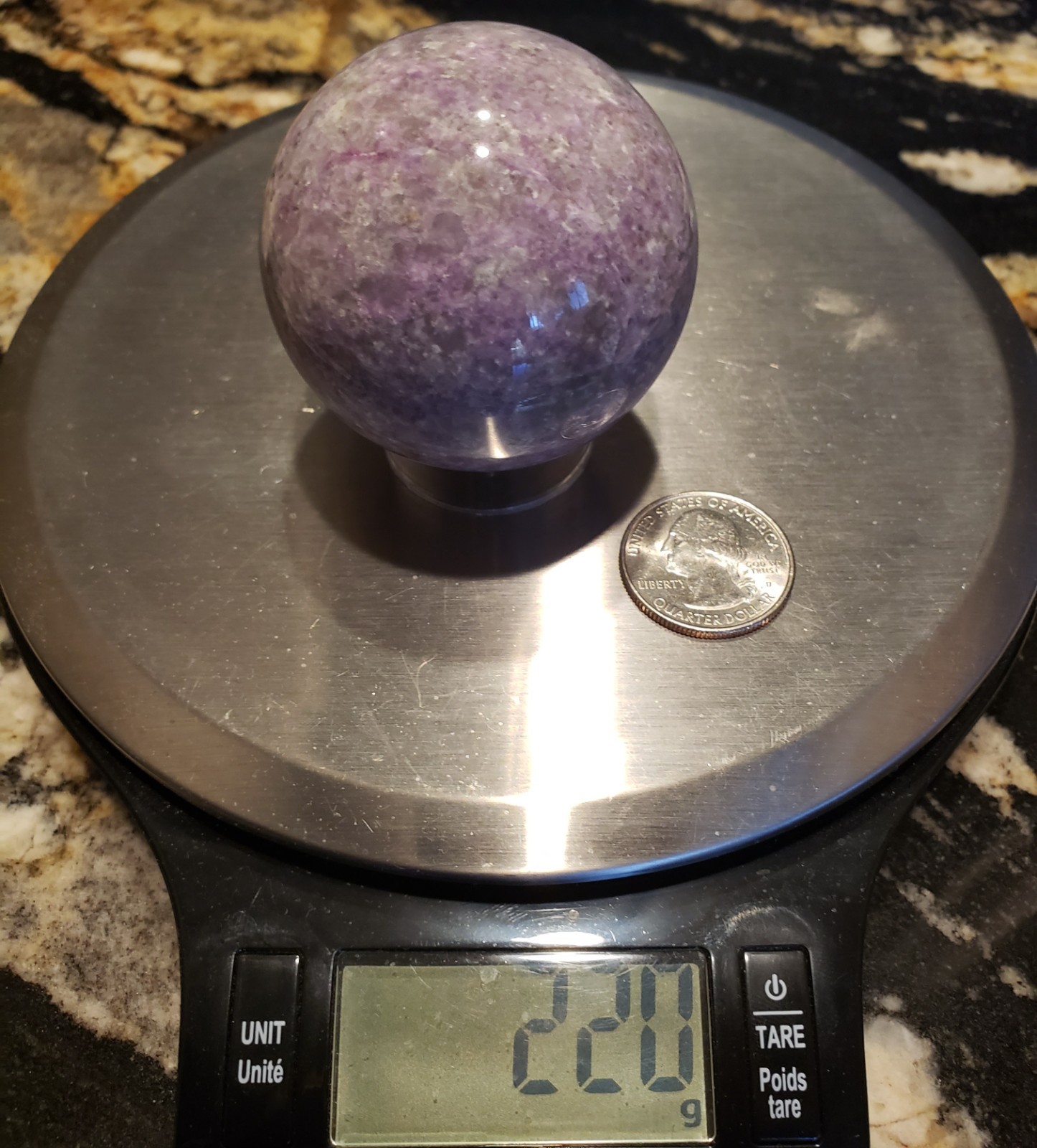 2.15″ Hackmanite Mineral Sphere Orb Ball STRONG UV, 220g or 7.76 oz