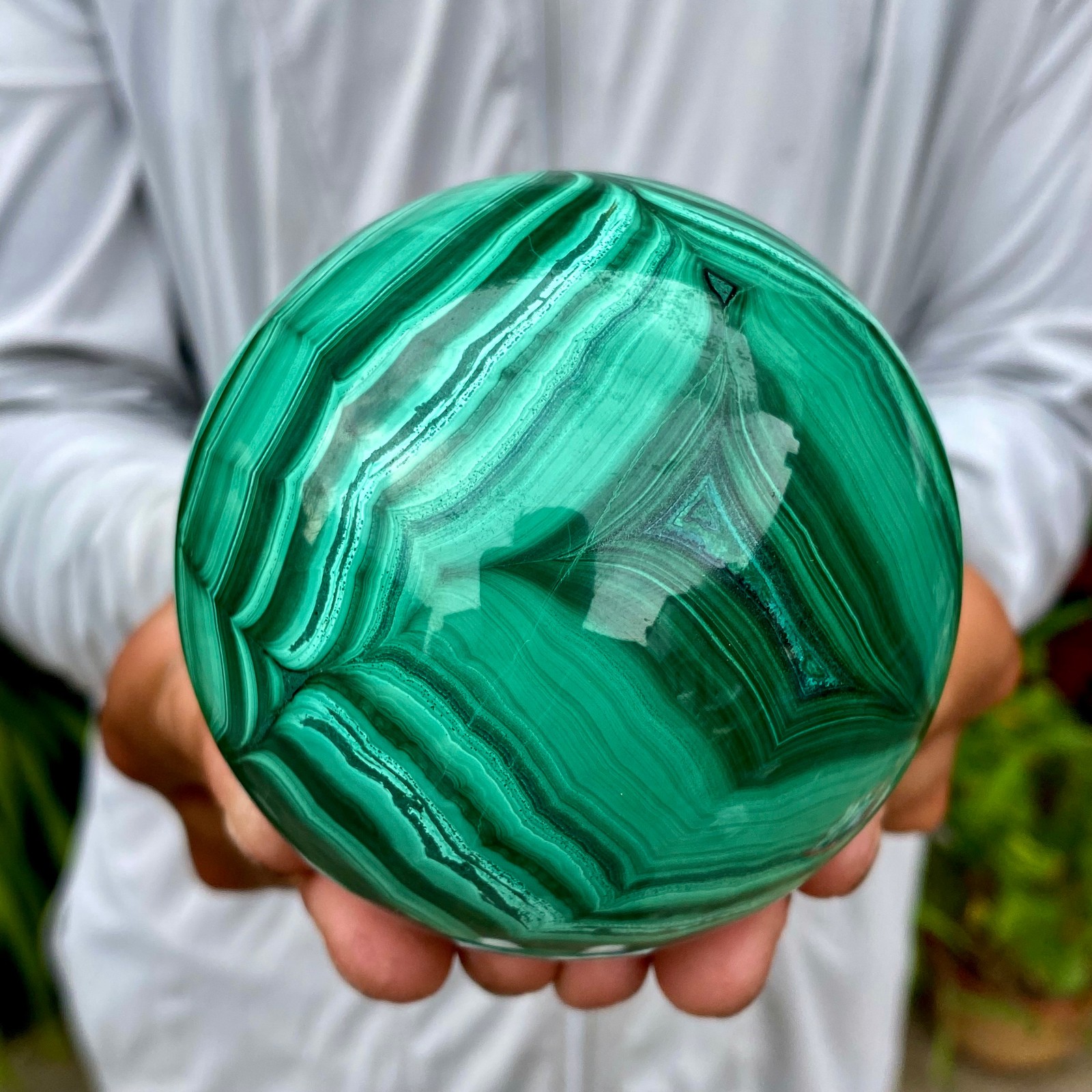 2.51LB Rare Natural Malachite quartz hand Carved sphere Crystal Healing Gem ball