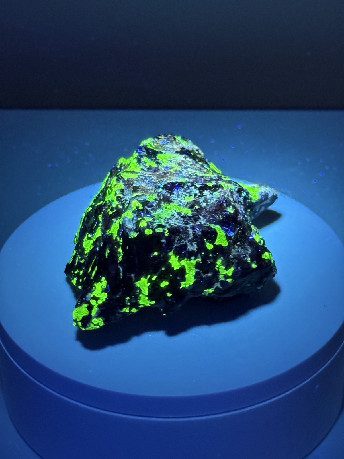 LUMINOUS Hardystonite, Willemite, & Franklinite Fluorescent Mineral Specimen