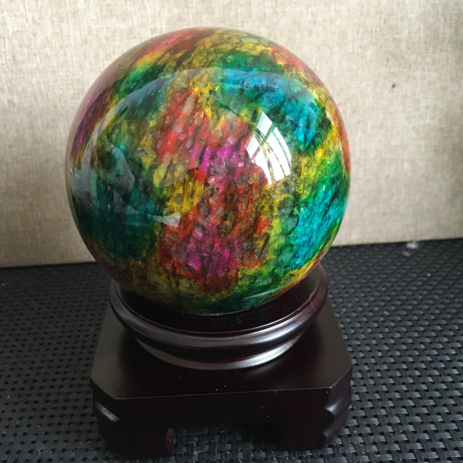 1585g “Seven Colors Jade” crystal sphere specimen -Taiwan China