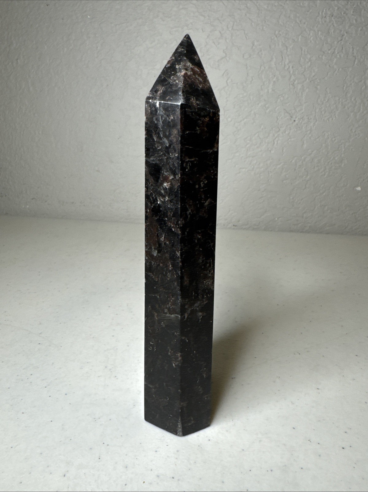 Stunning 7”/604g Garnet Arfvedsonite Astroplyllite Crystal Tower Energy Polished