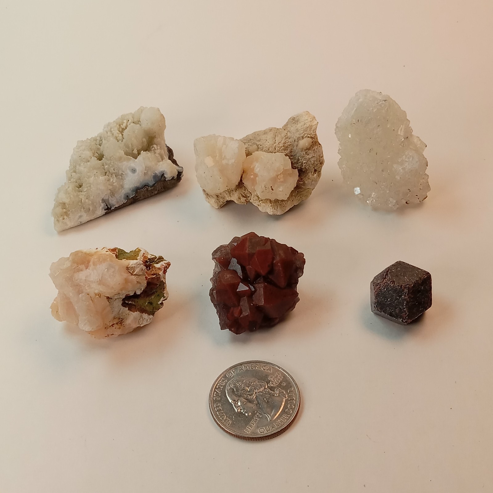 Mixed Mineral Specimen Lot 6pc Chalcedony Apophyllite Garnet Stilbite I15