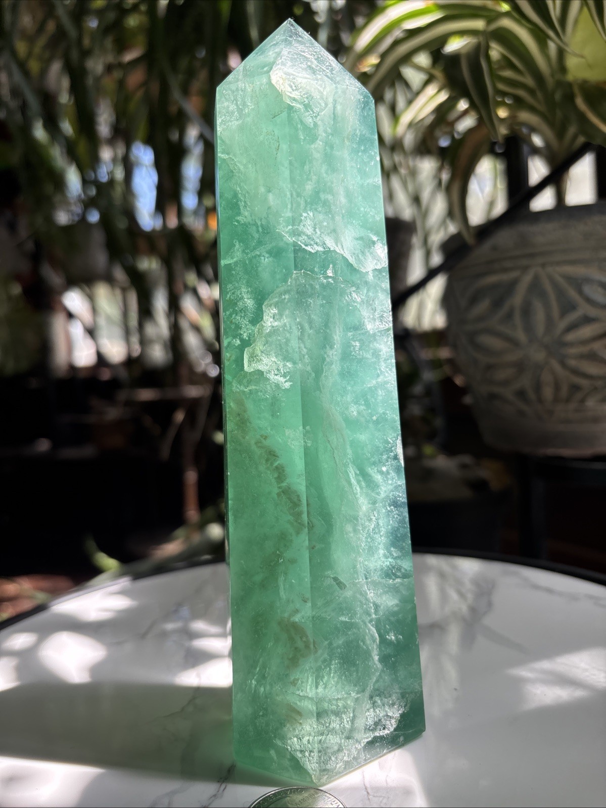 7.75″ Deep Opaque Green Fluorite Tower 726g