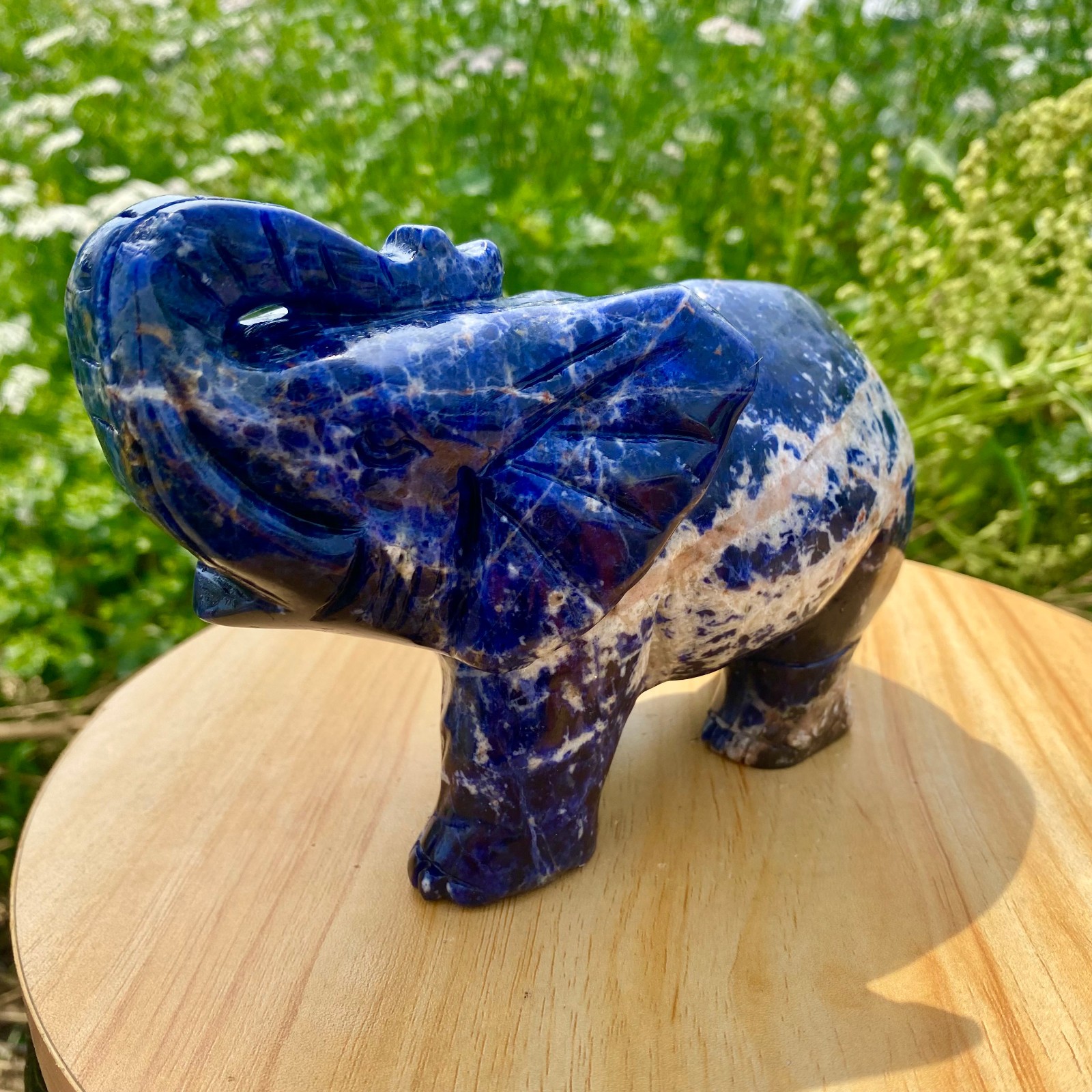 2.86LB Natural blue patterned stone carving image