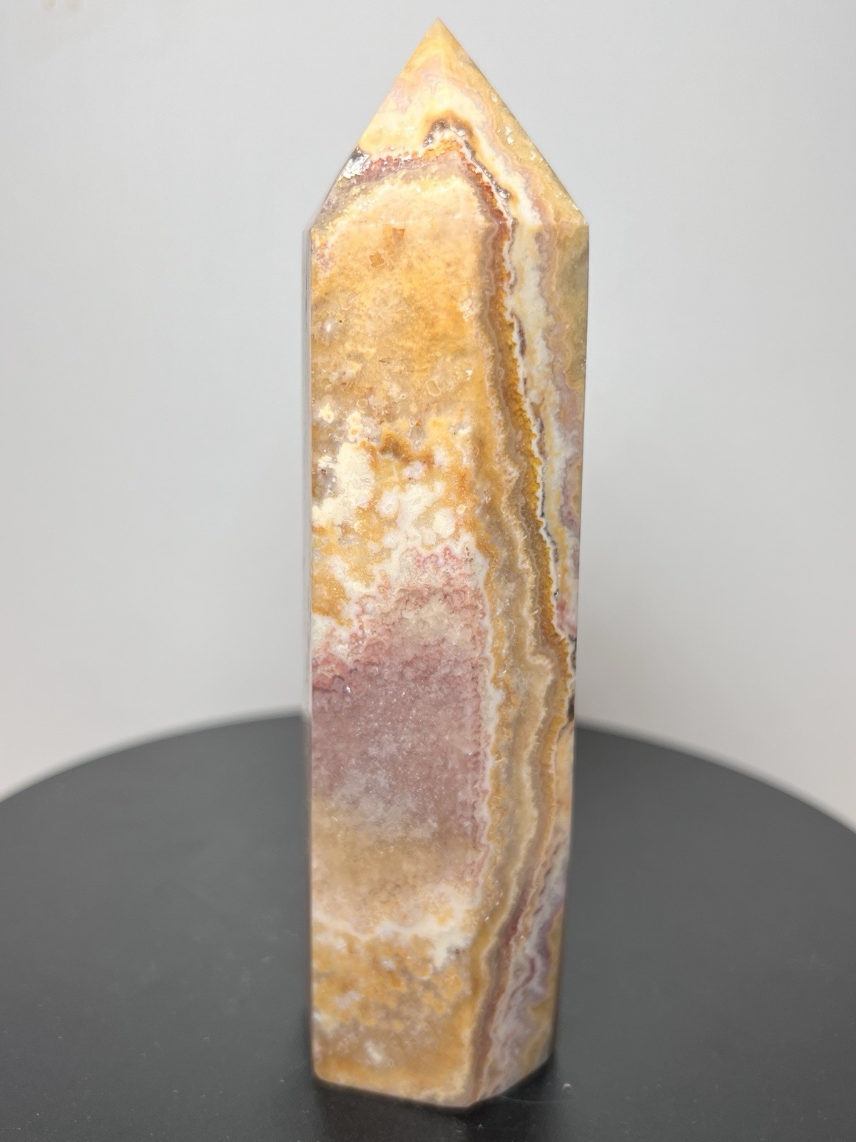 Crazy Lace Agate 2 Piece Set – Tower & Sphere w/holder 65mm