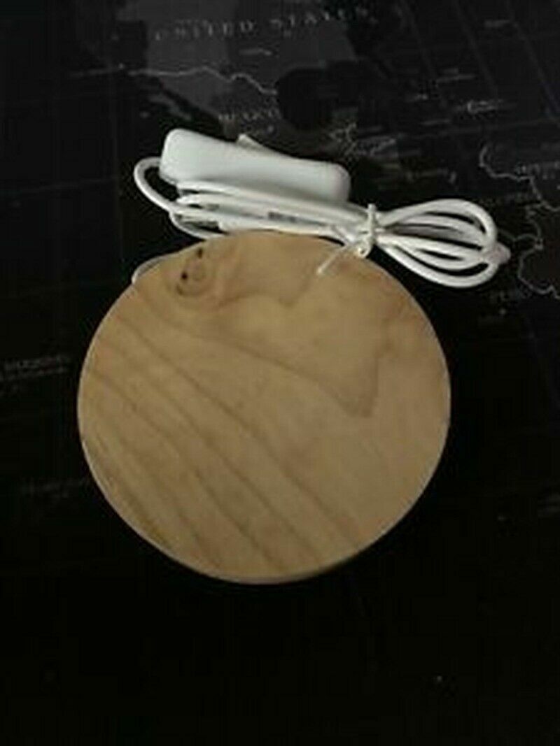 80MM Wooden LED Display Stand 3D Nightlight Round Base Holder