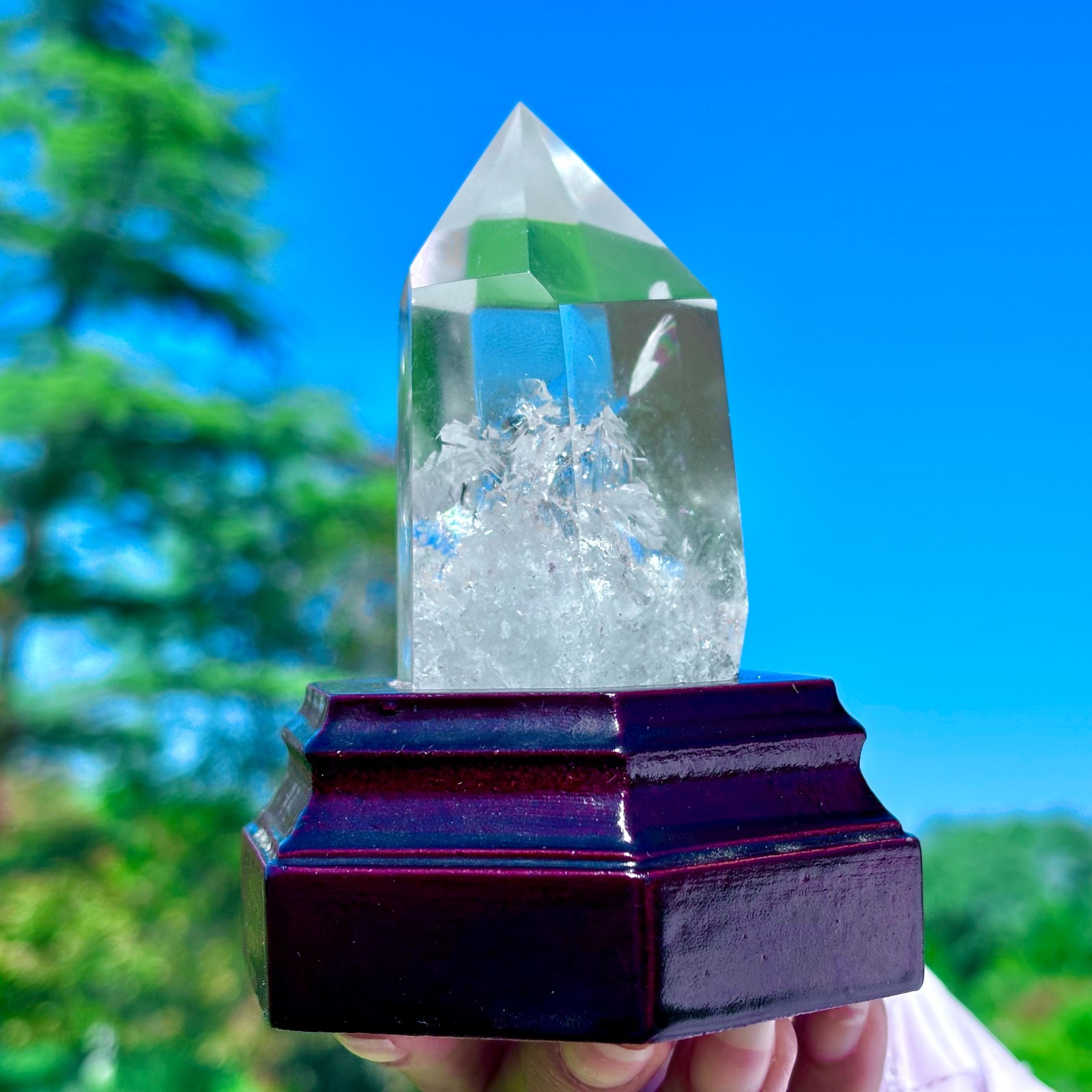 274G Natural Clear White Crystal Obelisk Transparent Quartz Energy Column Reik