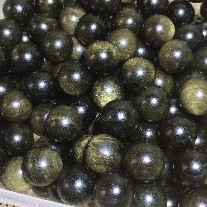 10Pcs Wholesale!NATURAL Golden BLACK Obsidian QUARTZ CRYSTAL Sphere Ball 20mm