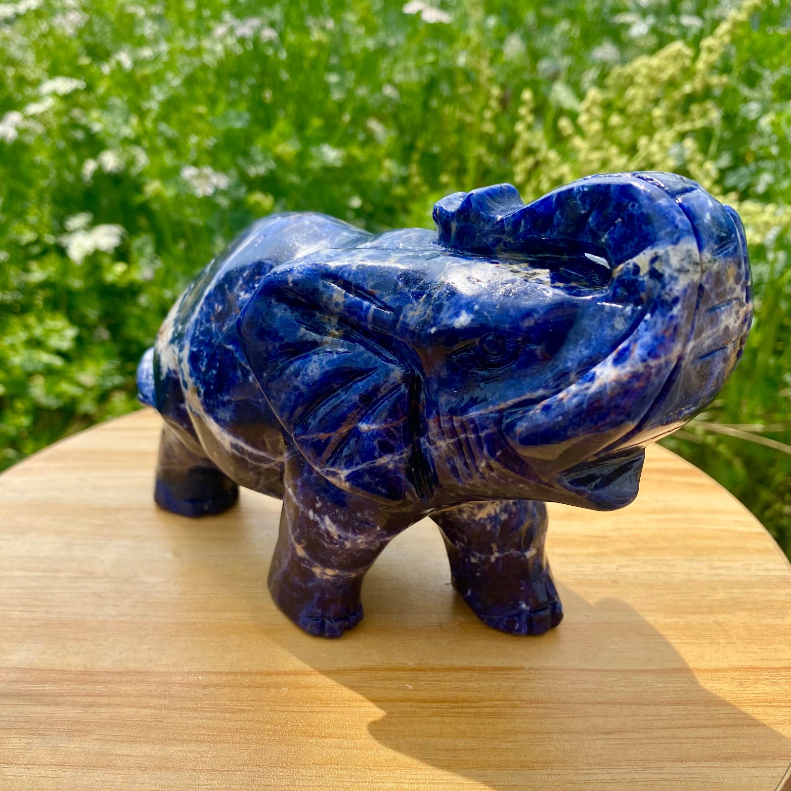 2.86LB Natural blue patterned stone carving image