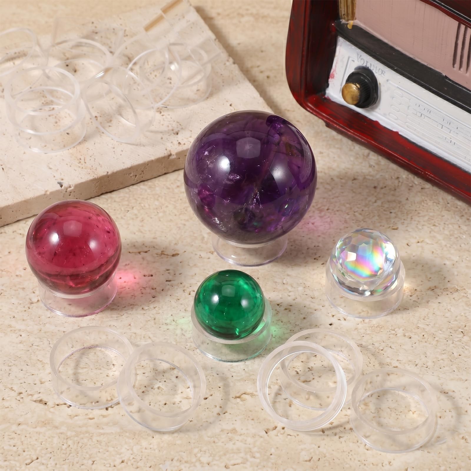 30Pcs Baseball Holder, Clear Acrylic Ball Stand Ring for Display – Sphere Holder