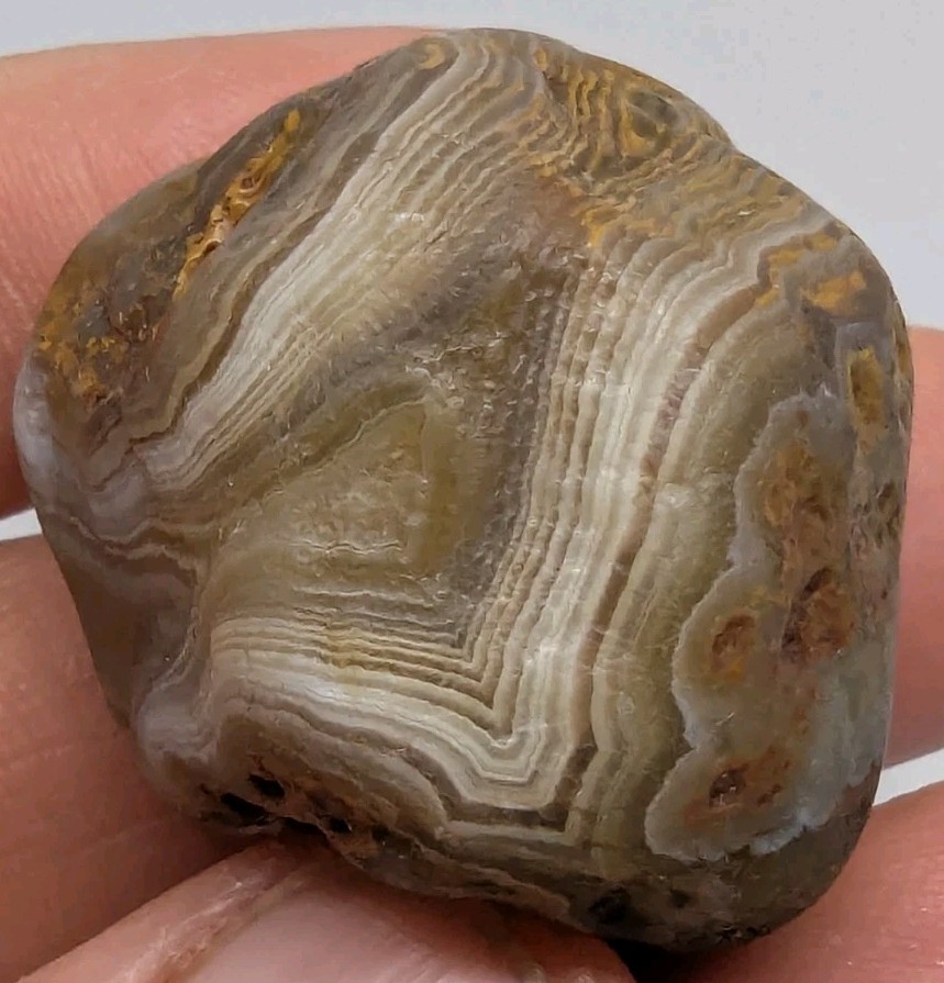 Lake Superior Agate, Great Tan, Brown And White Banding, 39 Grams (1.3+ Oz)