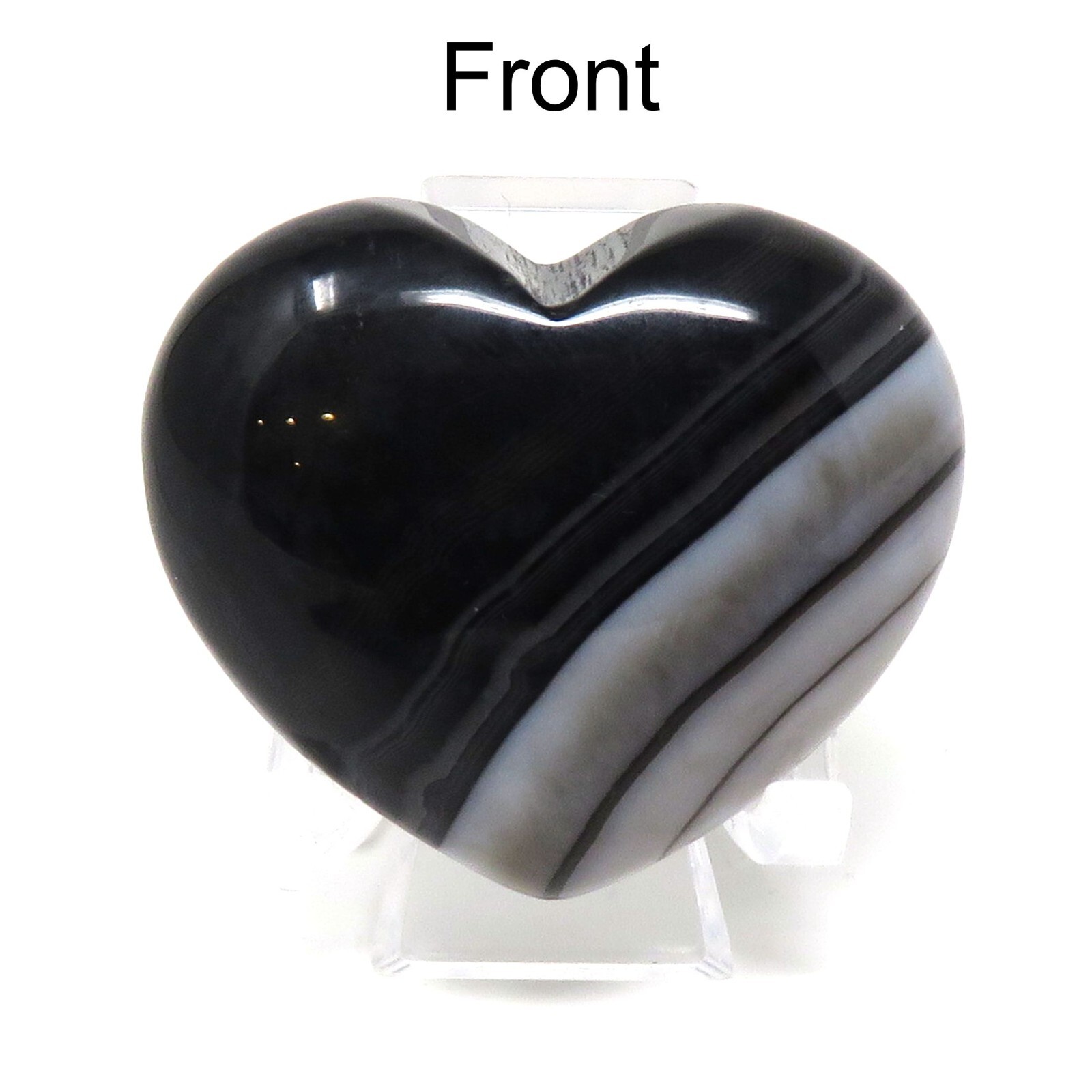 Black Banded Agate Stone Heart #918- 40mm x 35mm x 15mm or 1.57″