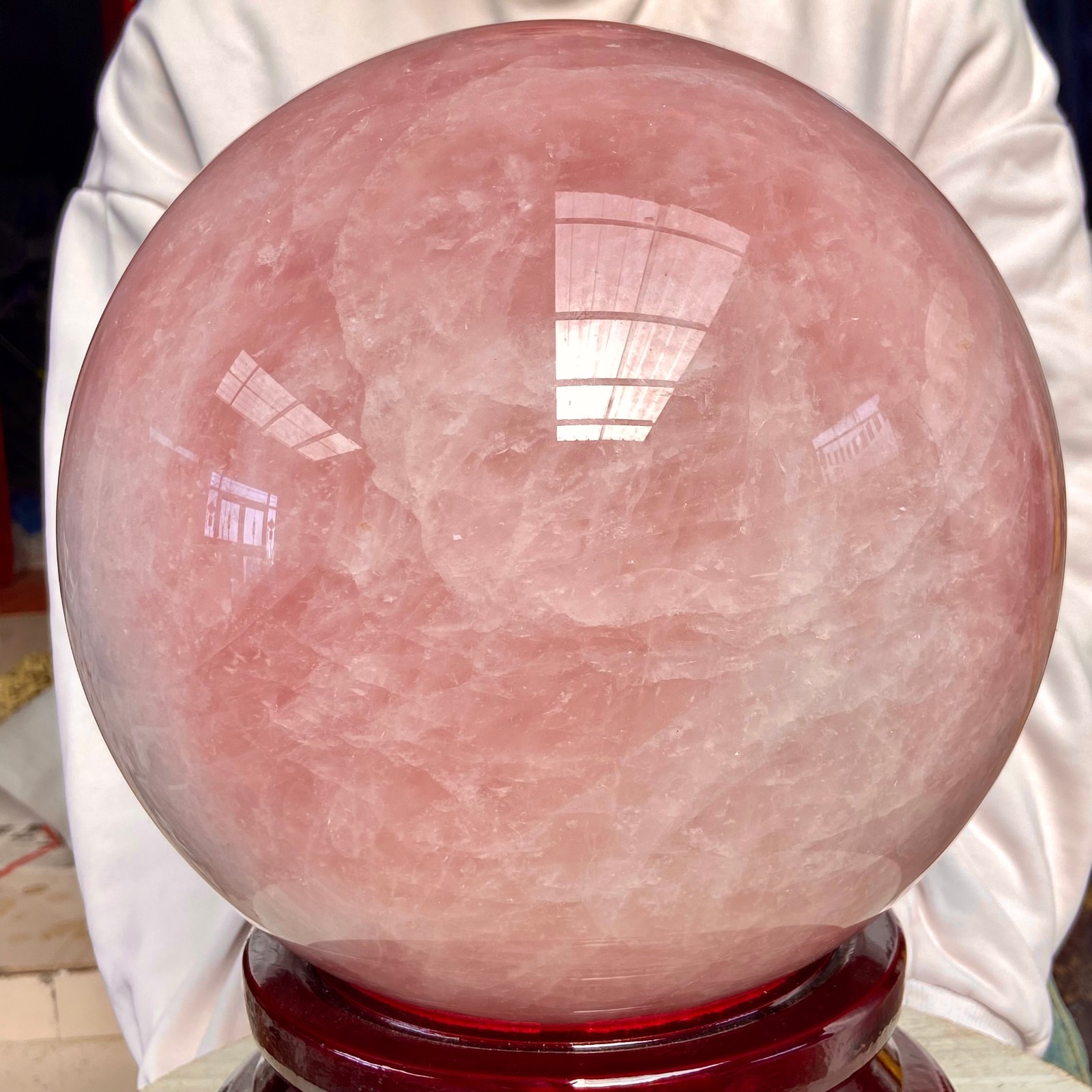 66.13LB Natural Crystal Pink Rose Chakra Quartz Sphere healing ball Specimen