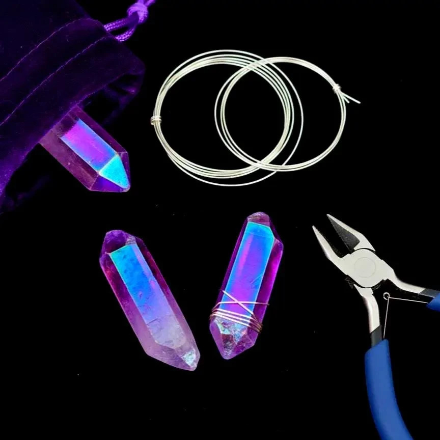 Titanium Purple Aura Crystal Point 25-35mm | Gridding Reiki Stone Jewelry Making