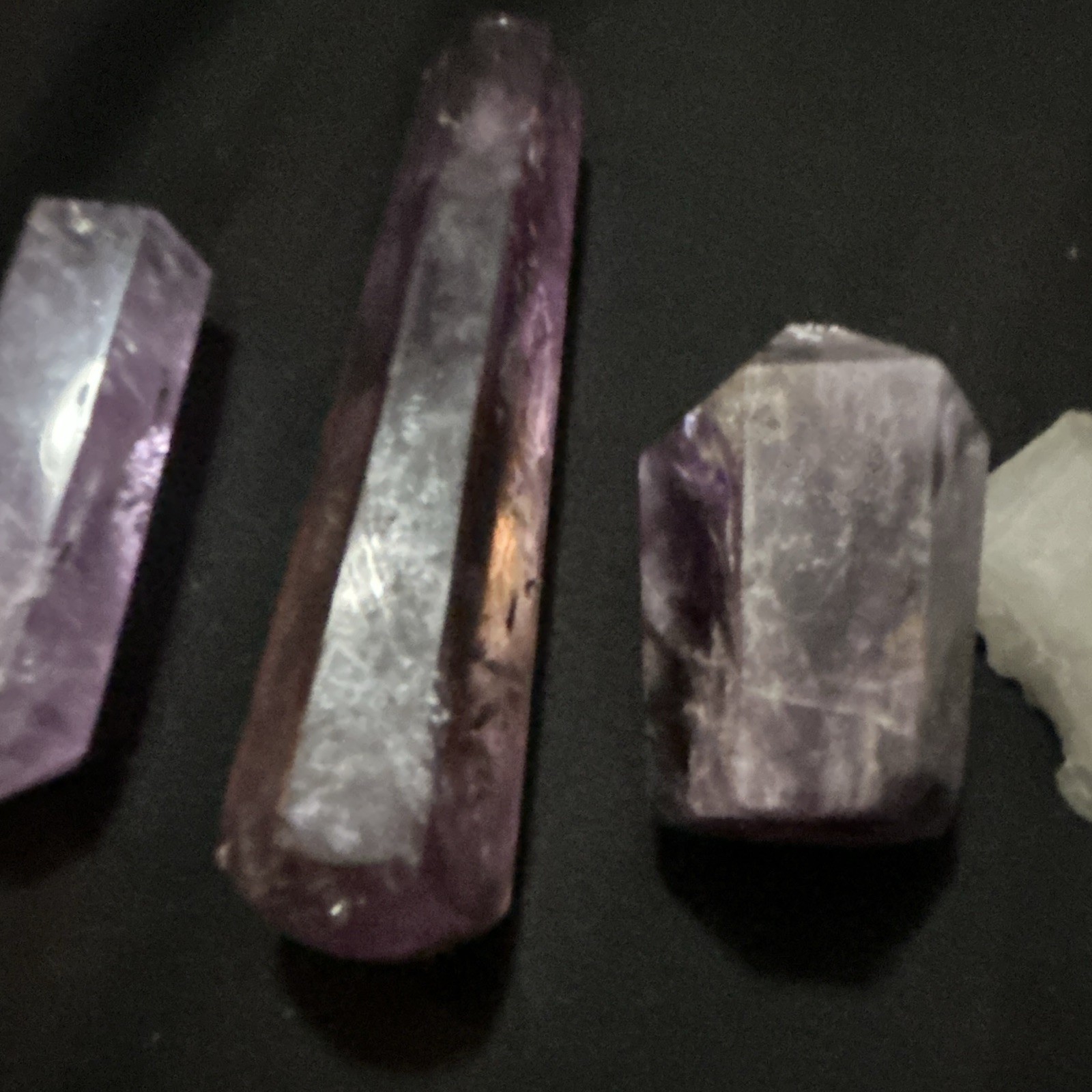 Mixed Lot of 5 Crystal Point Towers/Points, Purple & Clear/White, Point Shape