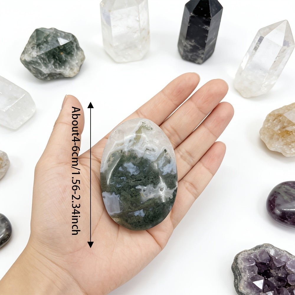 0.2LB Wholesale Natural Moss Agate Crystal Palm Stone Druzy Geode Home Collect
