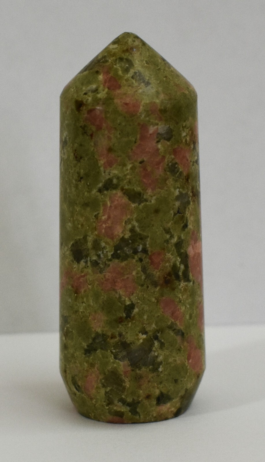 Unakite Tower Natural Green Pink North Carolina USA Olivine Crystals Hand Craved
