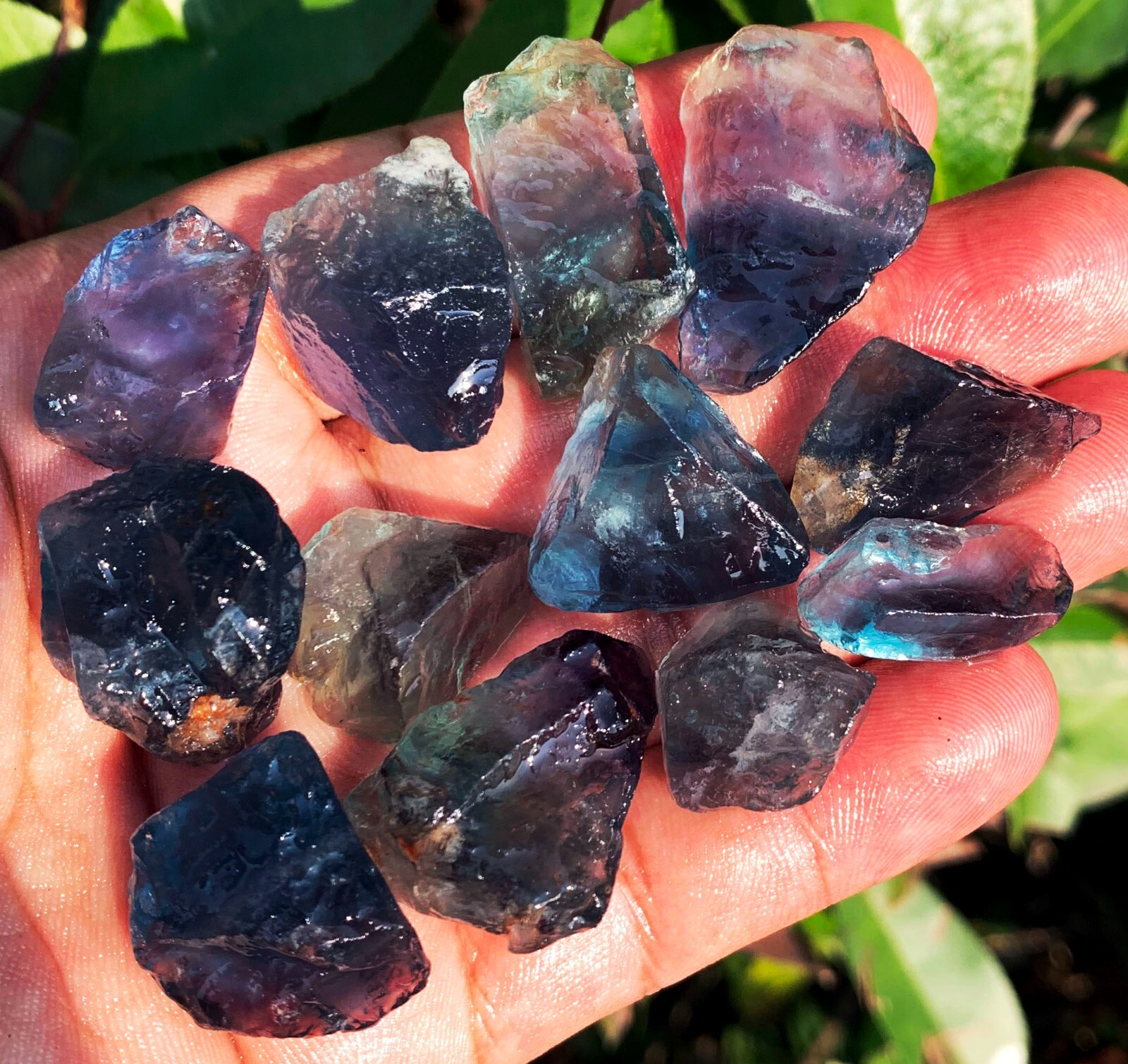 87g 12PC TOP! Natural Fantastic Blue Fluorite Crystal Specimen ic012