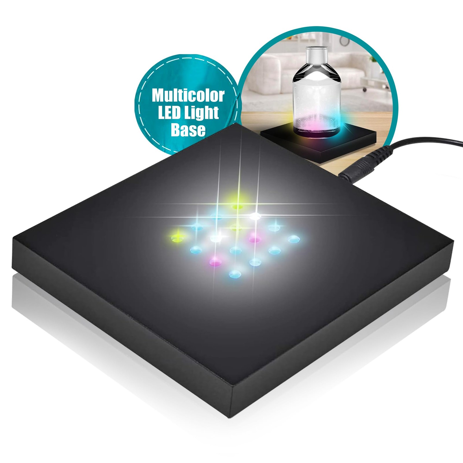 16 Multi-Color Light Stand Base- Lighted Acrylic Display, Crystal Display, Tr…