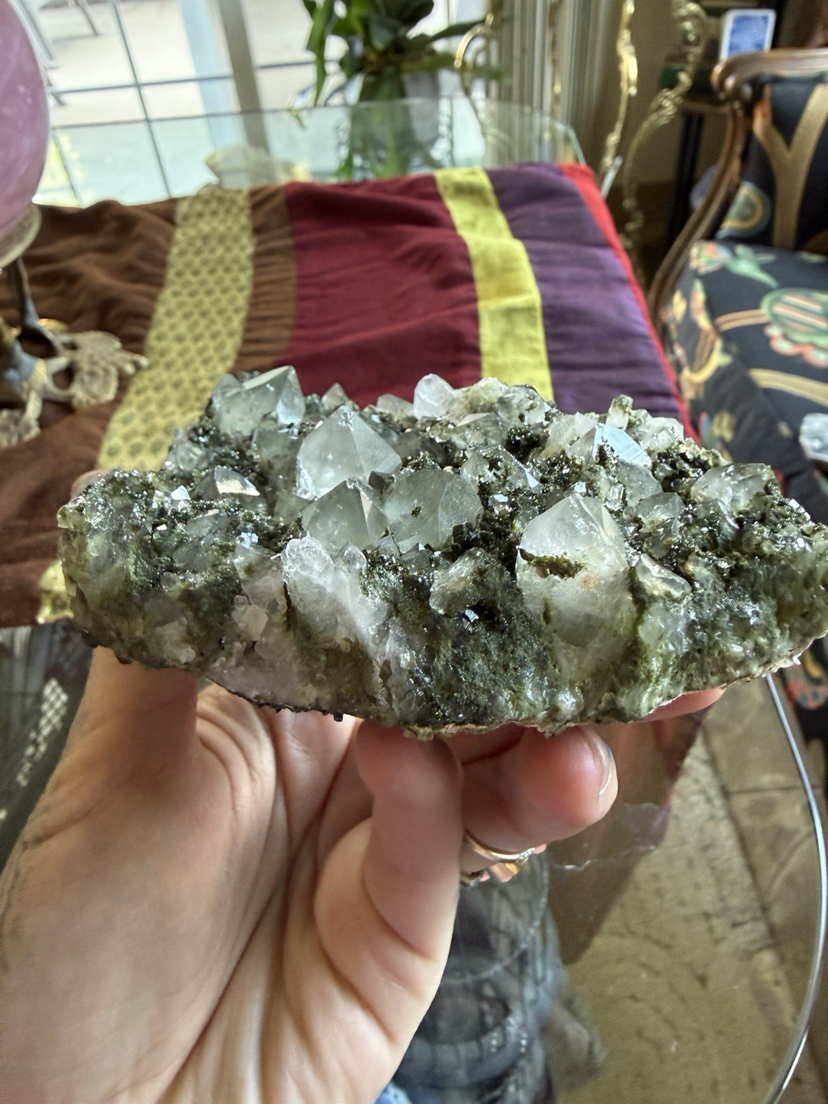 Forest Fairy Epidote on Quartz Crystal Specimen – Turkey