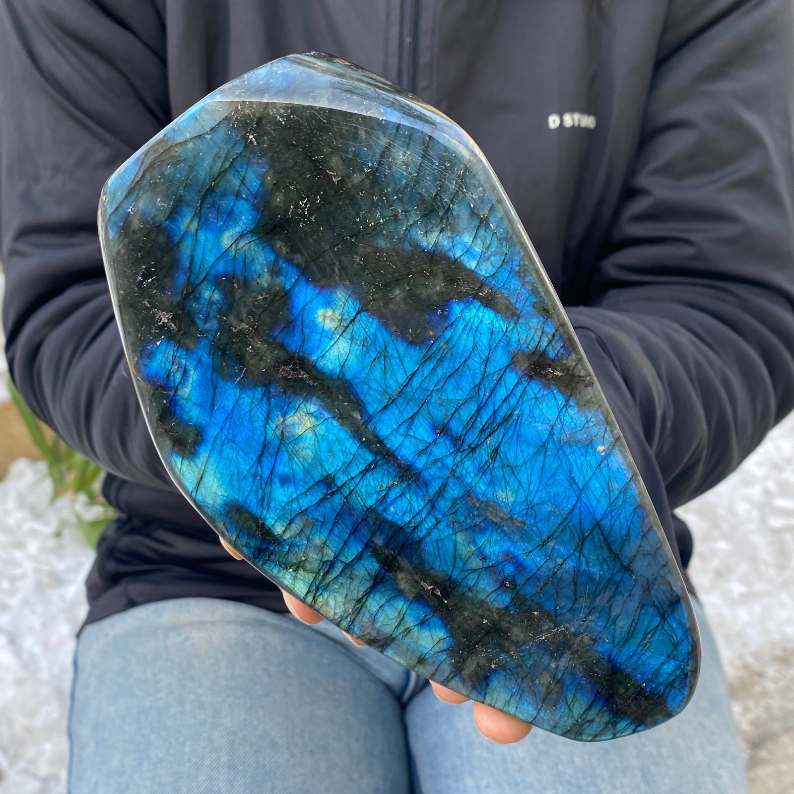 3.6LB Natural Labradorite Quartz Crystal Freeform Mineral Specimen Healing