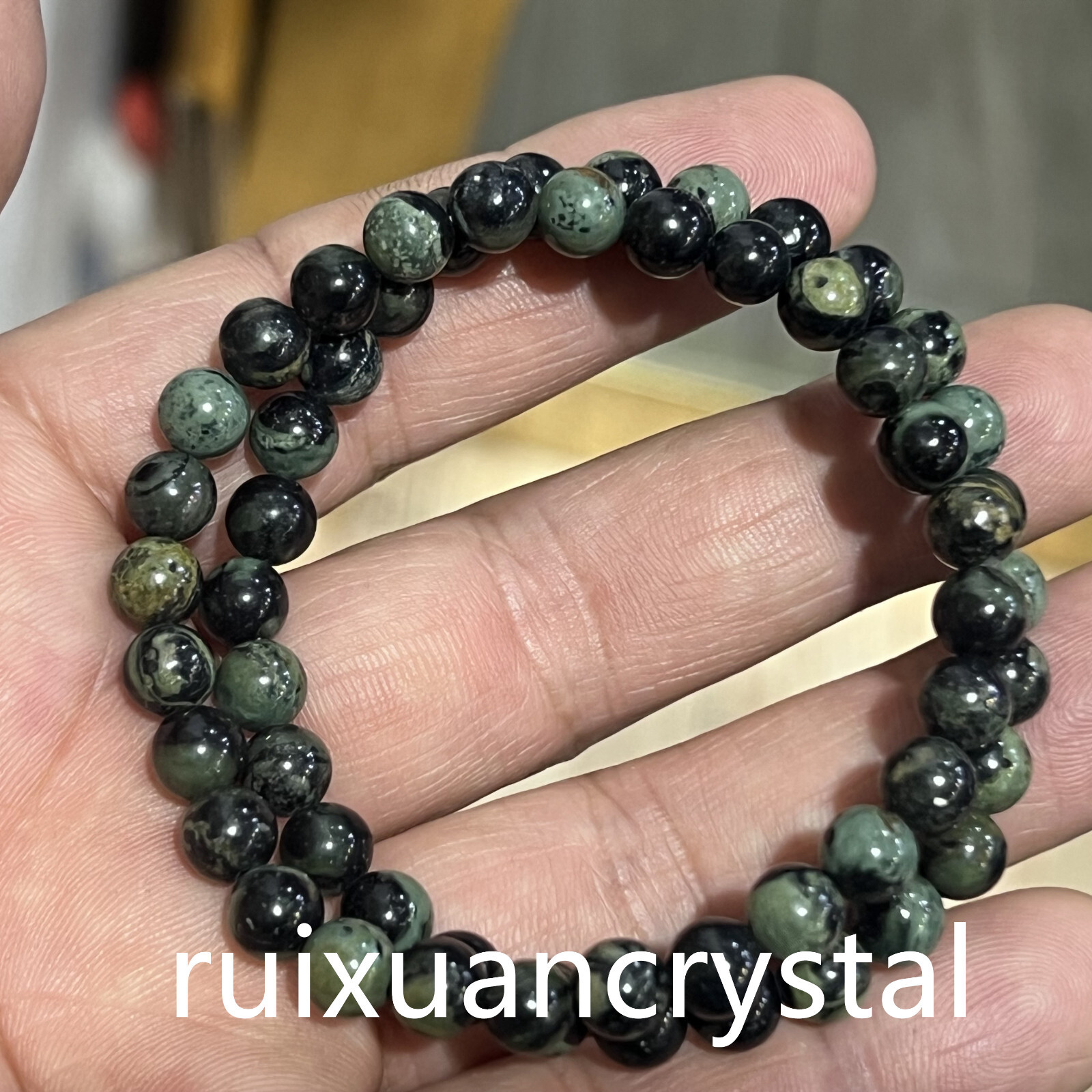 Wholesale Lot 6pcs Natural Peacock’s eye stone 6 mm 7.5″Crystal Stretch Bracelet