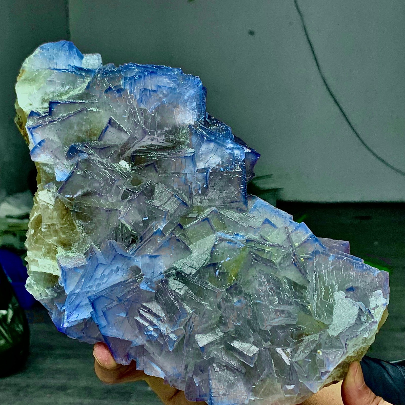 9.57LB Natural purple QR code fluorite cubic crystal mineral specimen