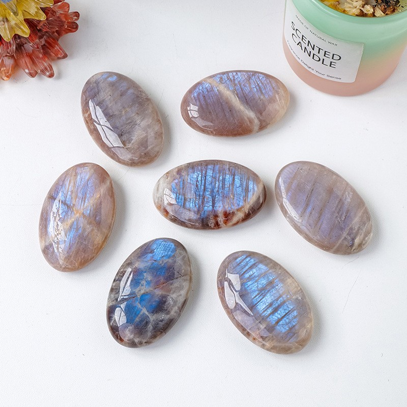Healing Moonstone Palm Stone Birthstone Crystal Meditation Reiki Worry Stone HOT