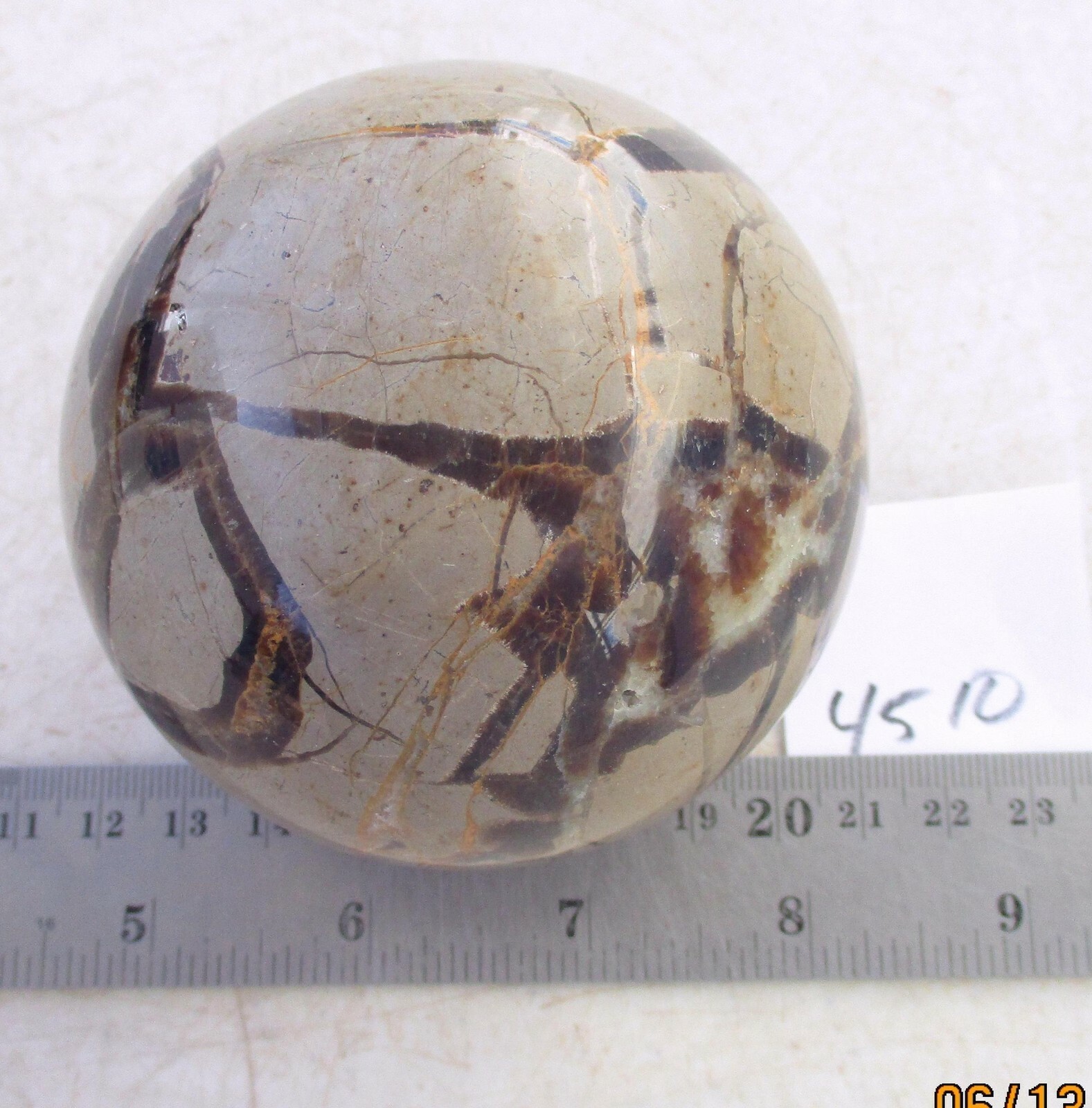 Fluorescent Septarian Nodule Sphere 76mm Collectible or Meditation Ball 4510