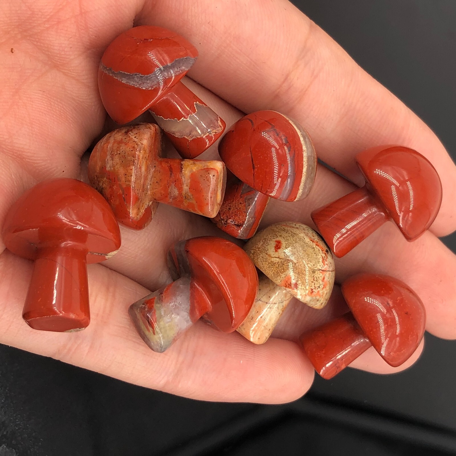 10pcs Natural Red Jasper Mushroom Skull Quartz Crystal Pendant Healing Mineral