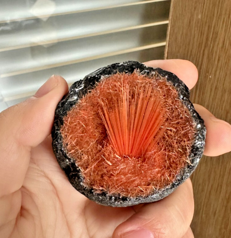 2025NEWFIND Orange Copper Ore Goethite Magnetite Crystal Sphere Cluster