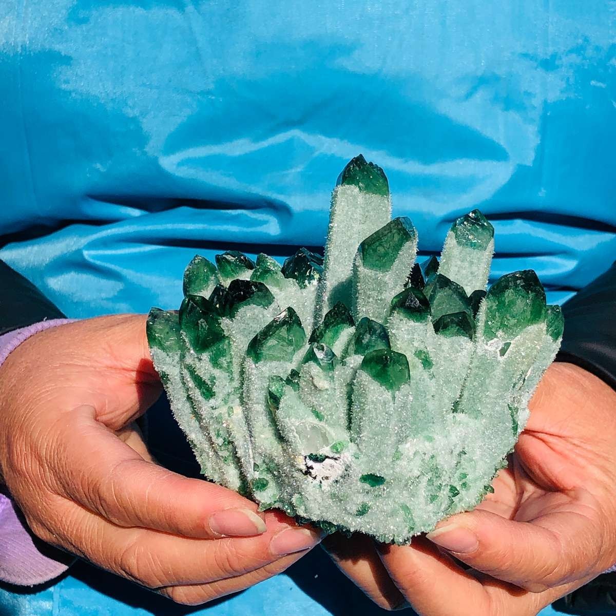 2 piece Lab-Grown Green Crystal Clusters Healing Energy Home Decor 3.03LB