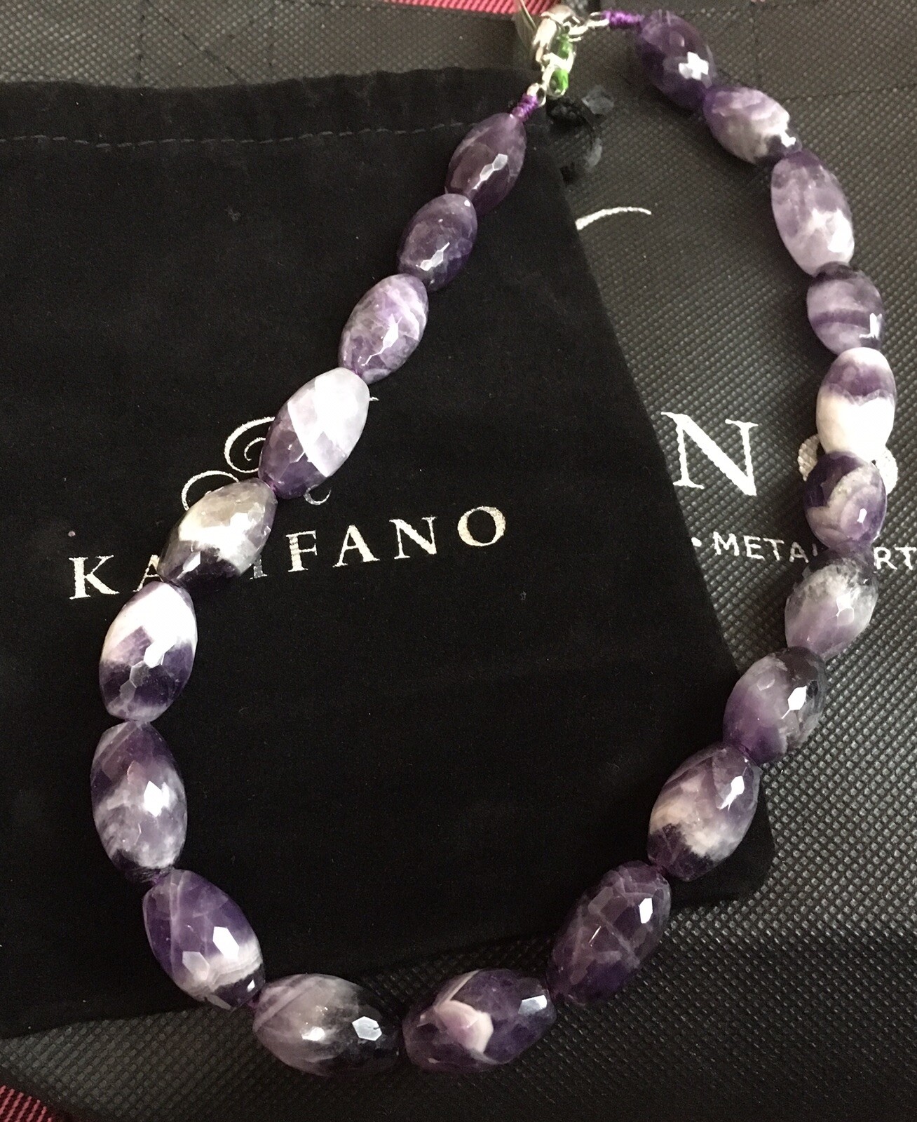 Alexander Kalifano Stunning Natural Amethyst Heavy Necklace velvet pouch 18″