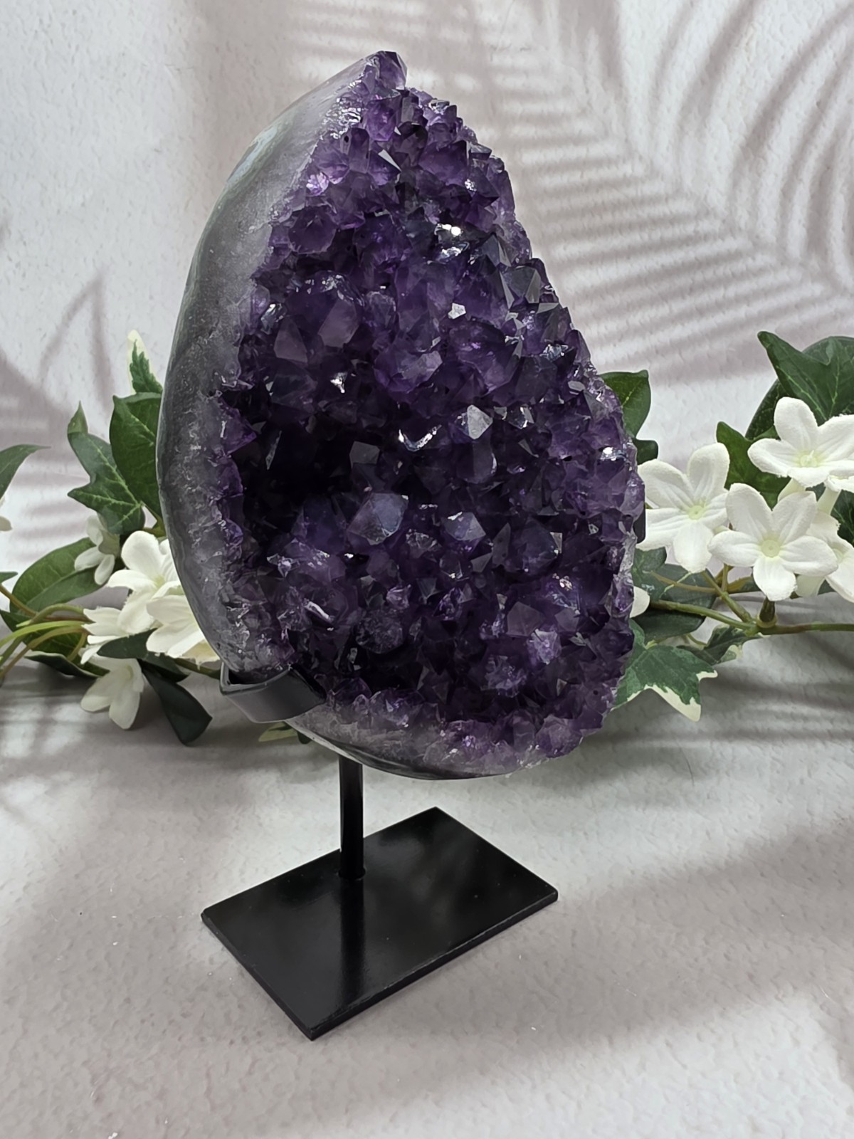Uruguay Amethyst Geode Crystal Display Piece, Complimentary Utility Stand Inclue