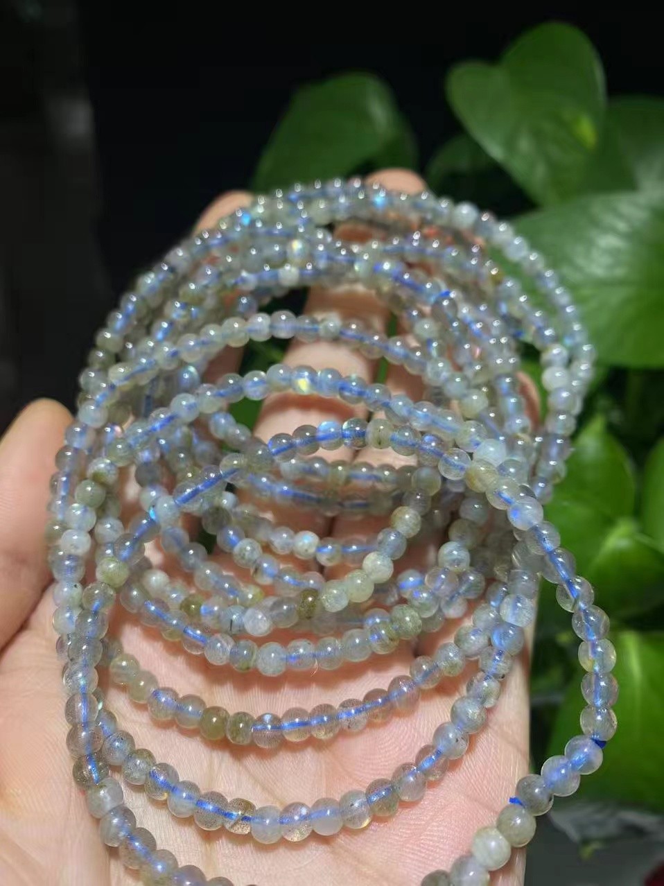 10pcs Natural Labradorite Beaded Bracelet 4mm Gemstone Crystal Stretch Bracelet