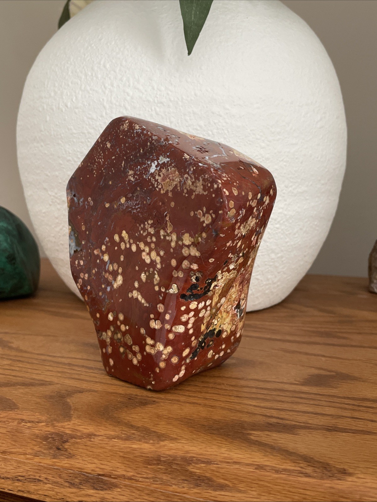 Red Orbicular Jasper – Carved And Polished – Display Piece Or Cabochon Material
