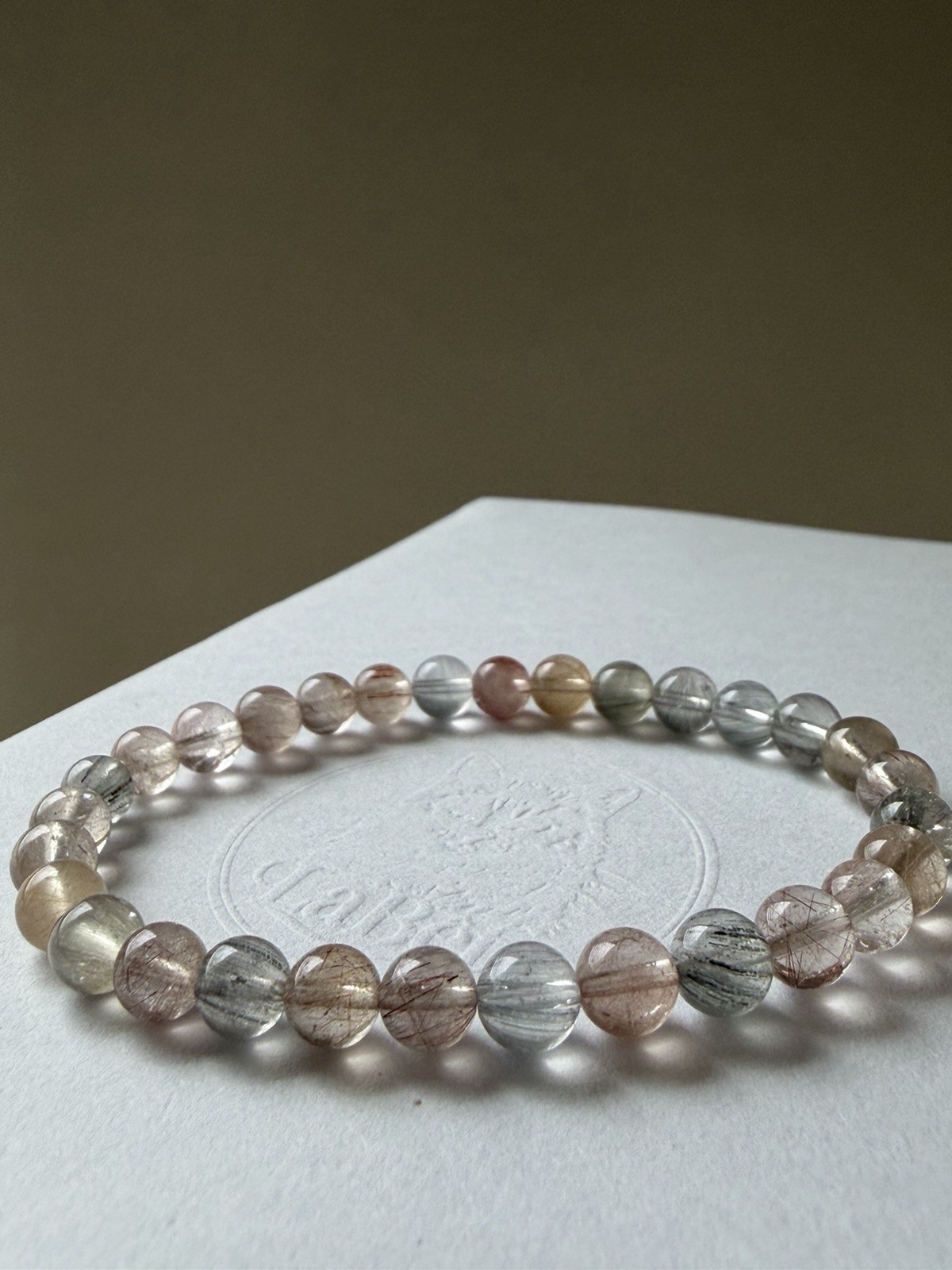 Natural Pastel Transparent Rabbit Hair Quartz Bracelet | Soft Needle Rutile 6mm