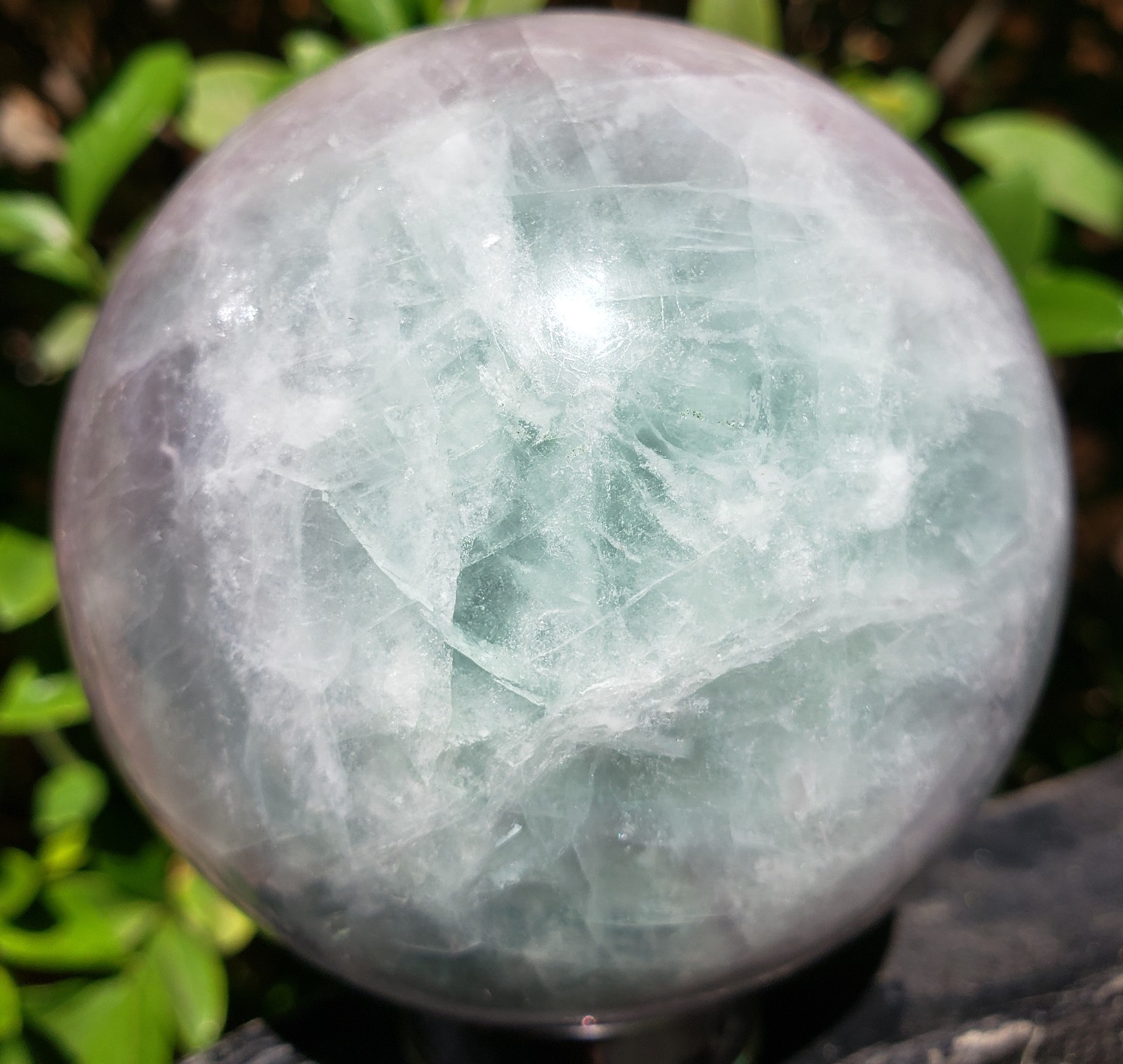 3″ Green Purple Fluorite Quartz Crystal Sphere Ball Orb Rainbow UV, 746g