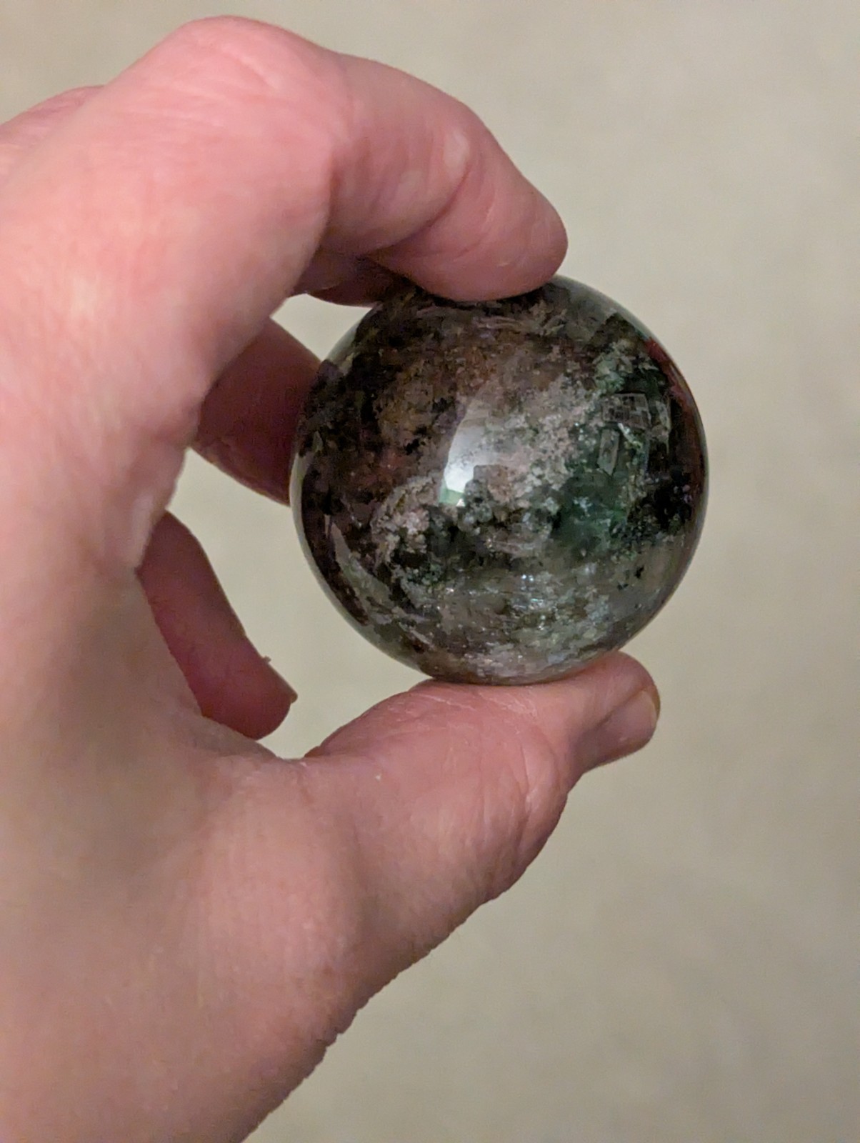 Lot of 3 Moss Agate Crystal Spheres 1.75-2.0″ Polished Natural Stone 386 g Total