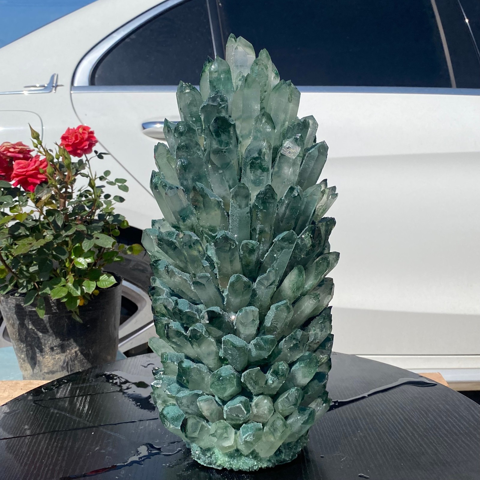 30LB Newly discovered green phantom quartz crystal cluster minerals