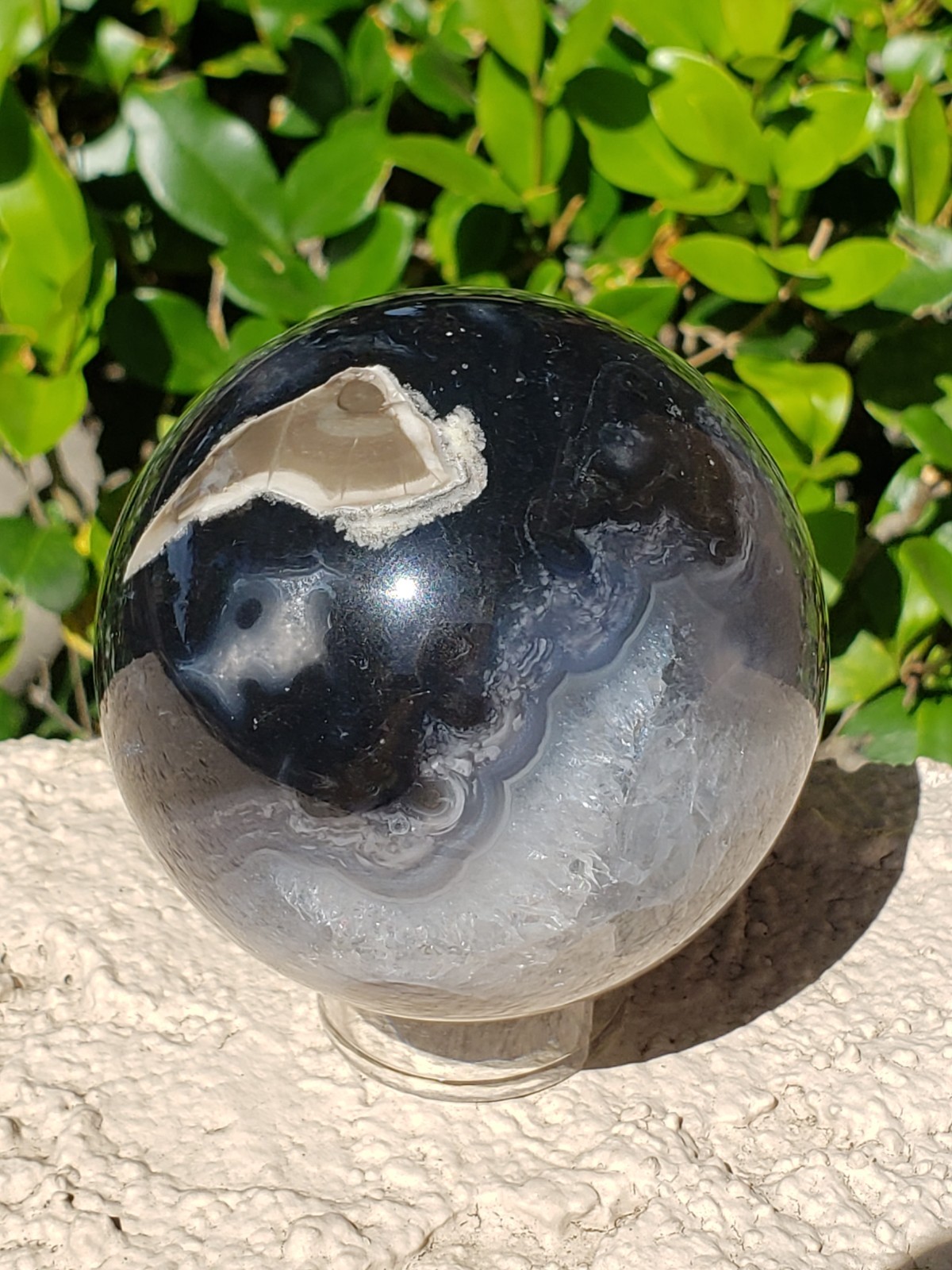 2.63″ Volcano Agate Quartz Crystal Sphere Ball Orb Stunning Green UV, 400g