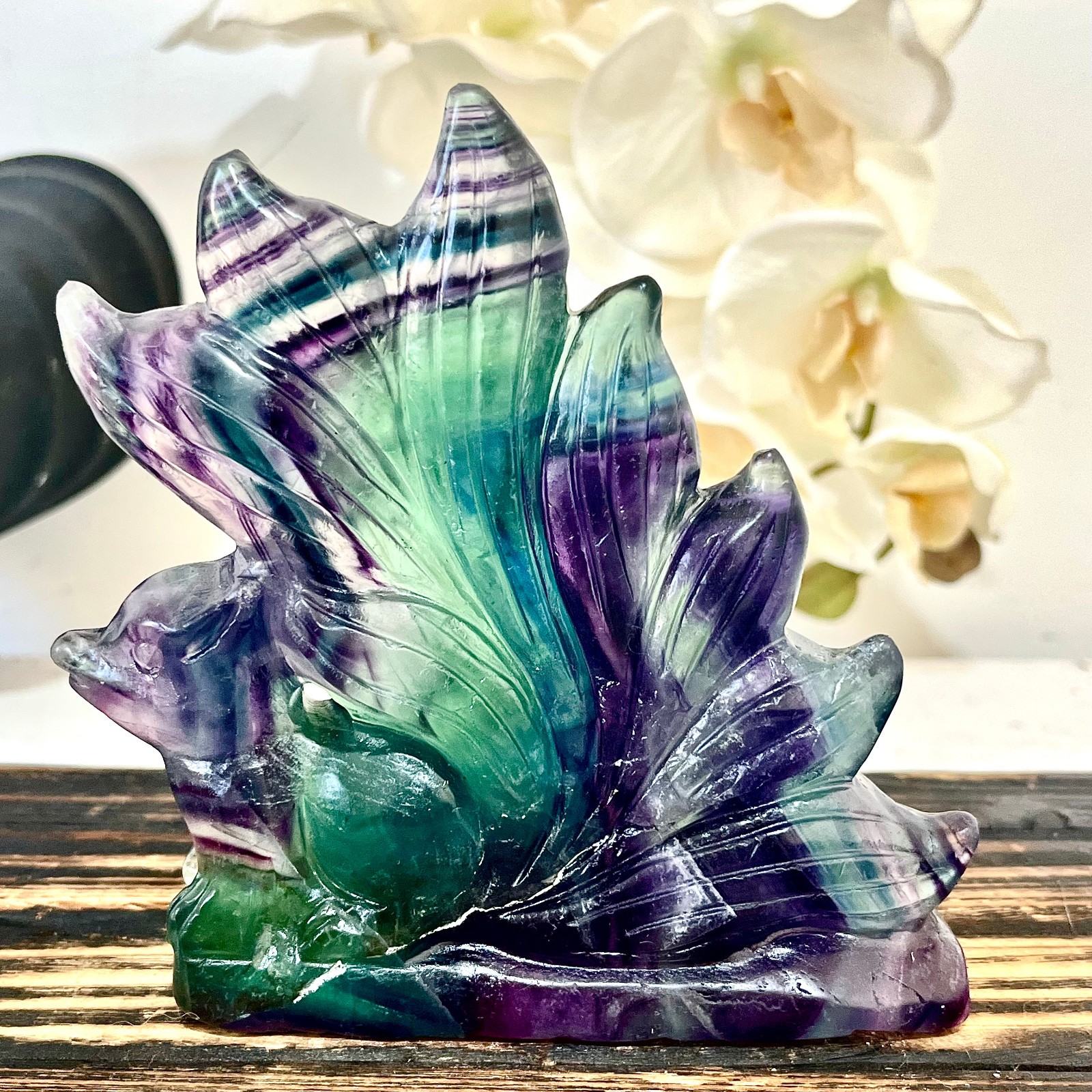 1.47LB Natural fluorite quartz products, hand carved and polished spiritual orna
