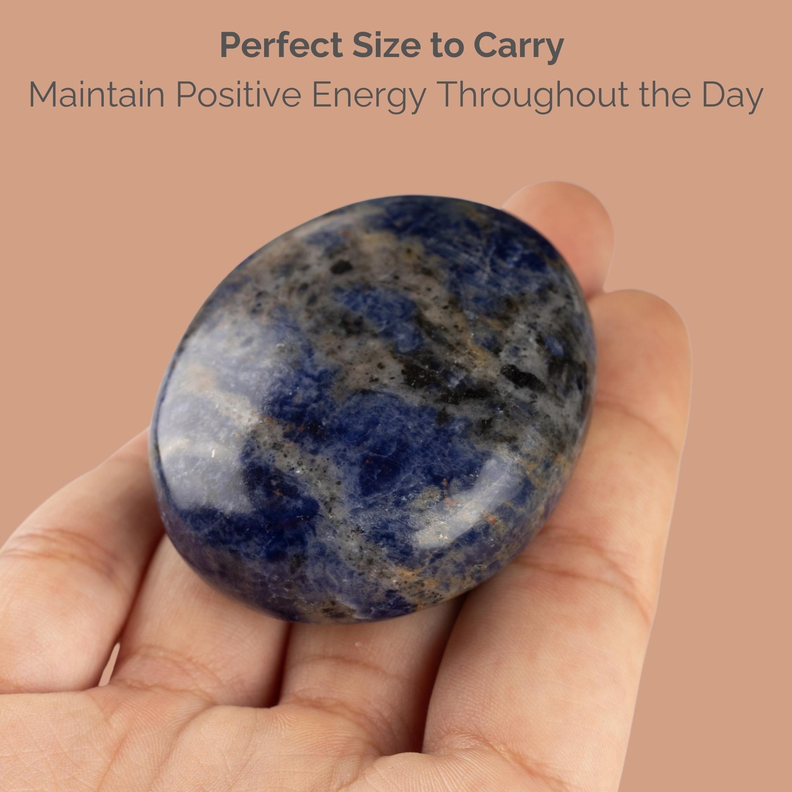 Sodalite Crystal Palm Stone for Anxiety Relief, Polished Worry Stone, Gift