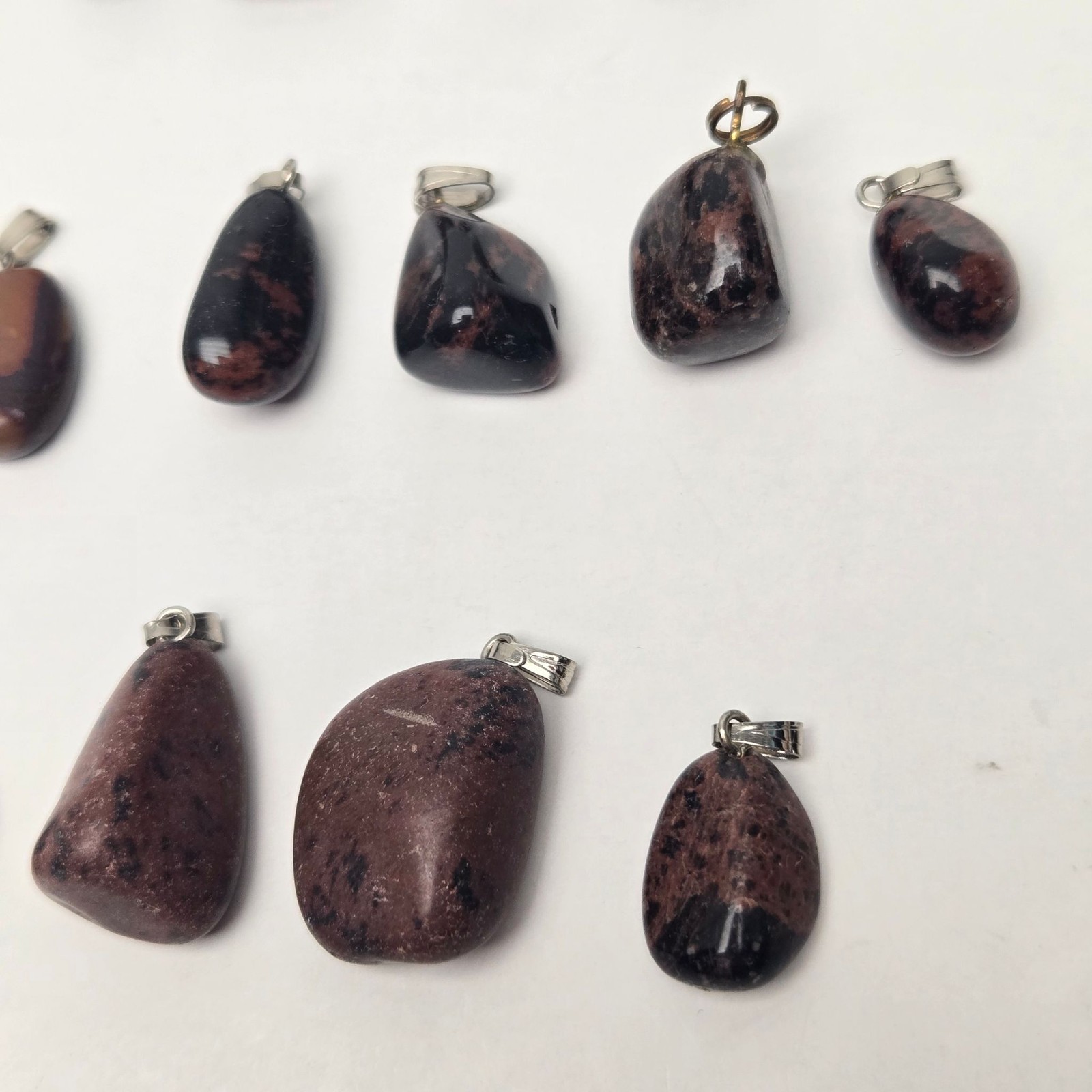 Lot 20 Mahogany Obsidian Tumbled Stone Pendants Natural Polished Rock Jewelry